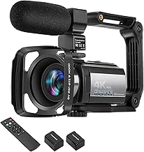 Video Camera Camcorder 4K60FPS 48MP Vlogging Camera for YouTube 3.0" Touch Screen 16X Digital Zoom WiFi IR Night Vision with 2 Batteries External Stereo Microphone,Remote,Lens Hood,Handheld Stabilizer