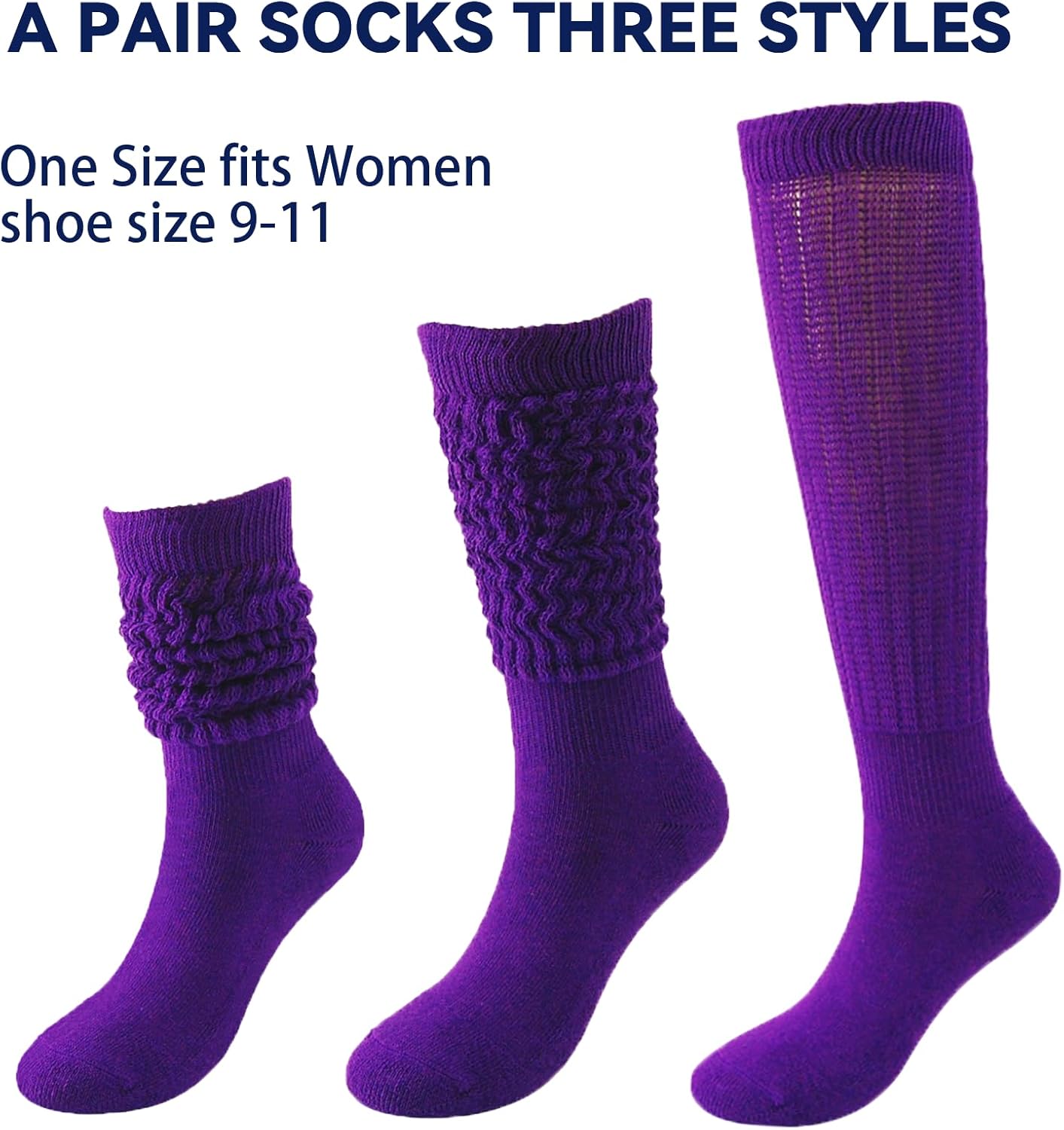Long Slouch Socks for Woman: Thick Scrunch Tube Socks Fitness Wear 5 Pairs - Image 5