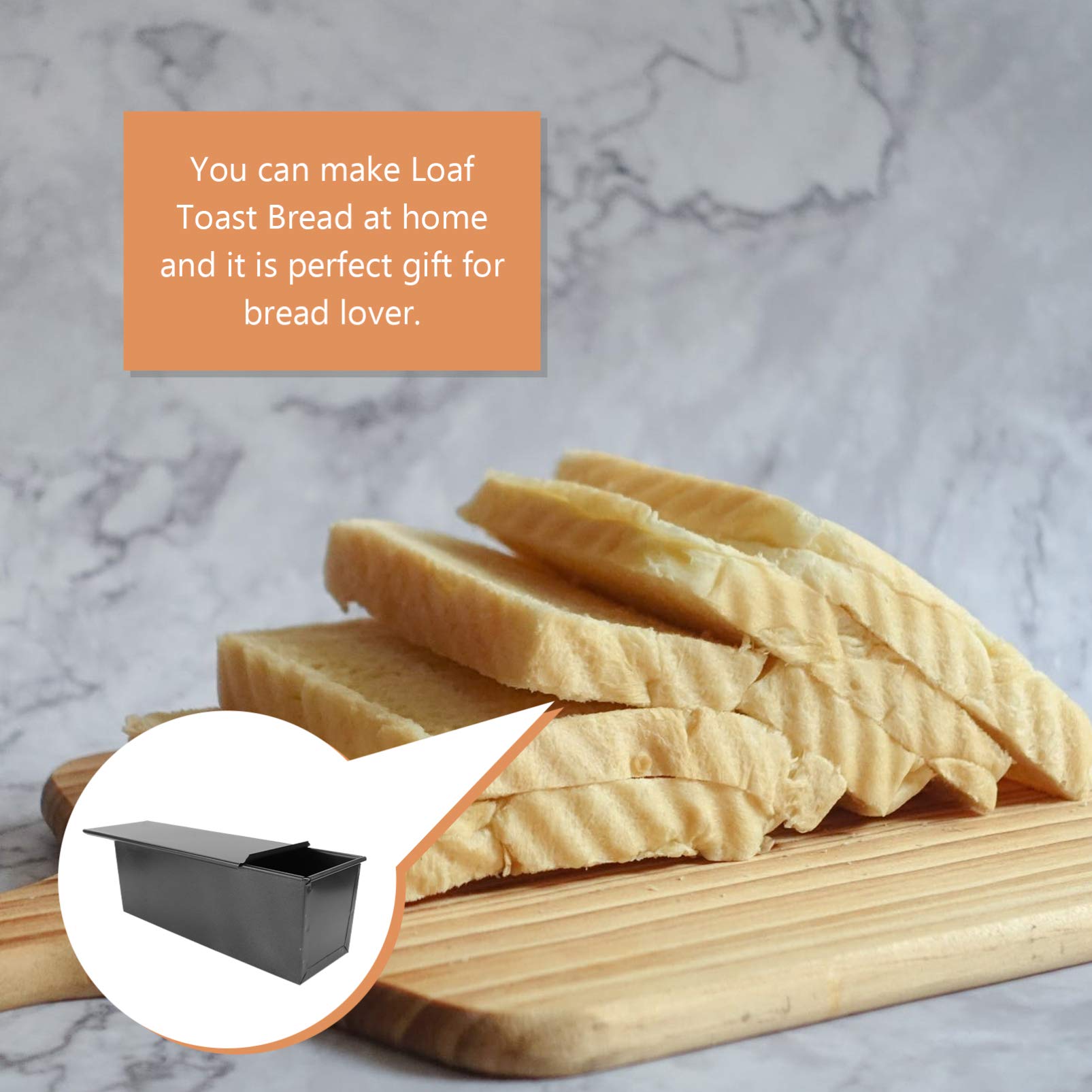 YARNOW Brotbackform Mit Deckel Antihaftbeschichtet Kastenform Toastbrot Backform Rechteckig Schwarz 33X12,3X11Cm Für 750G Brot Backen Zuhause