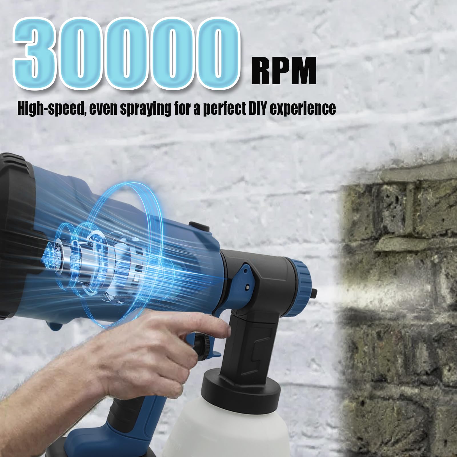 Sistema de pulverización de pintura a batería para Bosch GBA 18 V, 1000 ml HVLP pistola de pintura con 4 boquillas, 3 patrones, pistola de pulverización inalámbrica para valla de jardín, paredes (sin