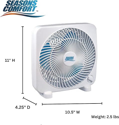 Miniatura 7 de Seasons Comfort Ventilador de caja de mesa de 9 pulgadas, 3 velocidades, ventilador de mesa silencioso con fuerte flujo de aire, ventilador de caja