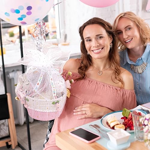 Miniatura 4 de Cesta de regalos para niña, regalos de baby shower para niñas, regalo para niñas recién nacidas, cesta de regalo para niña, regalos de revelación de