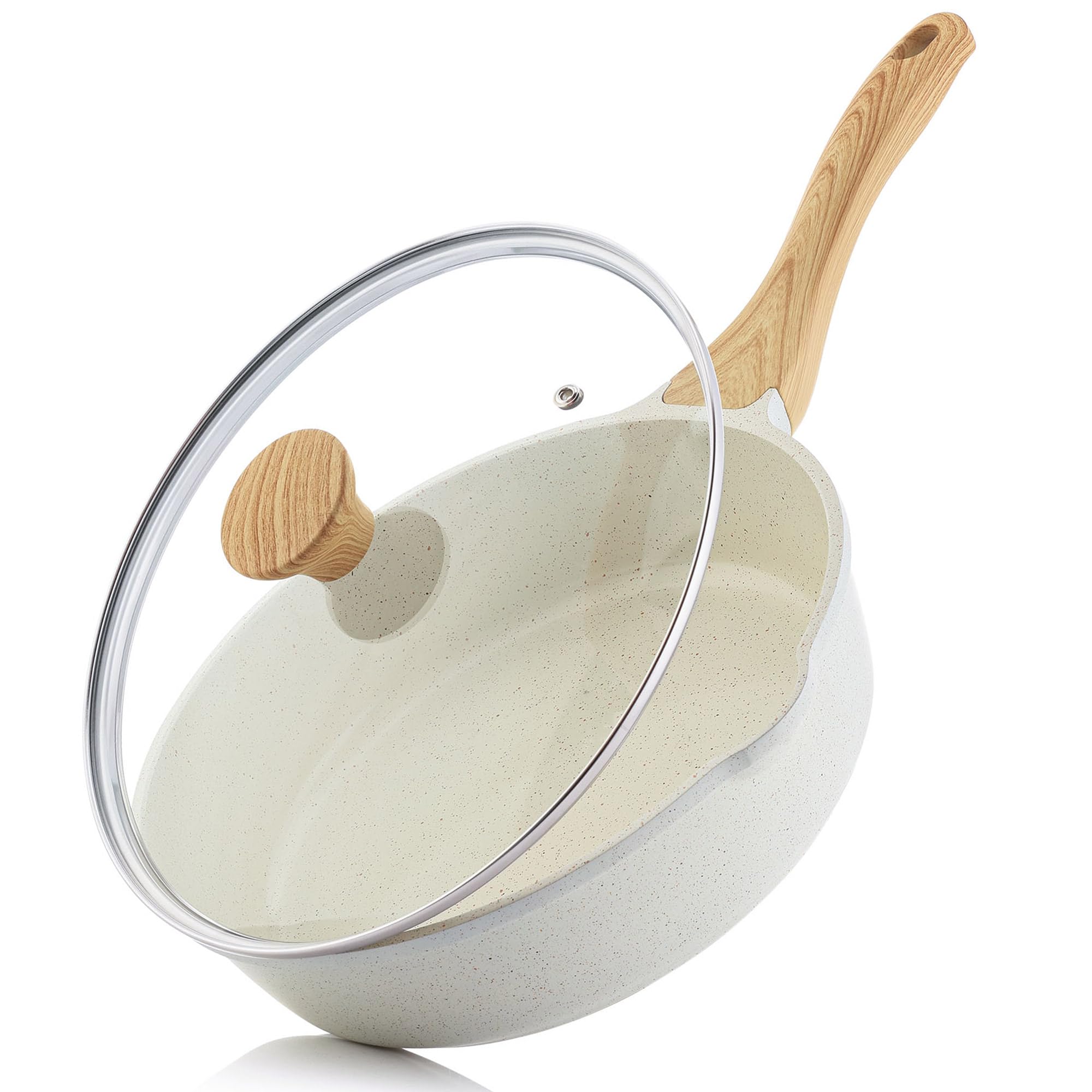 SENSARTE Nonstick Ceramic Sauté Pan 11-Inch, Non-toxic Deep Frying Pan Skillet with Lid, Healthy Jumbo Cooker, Stay Cool Handle, Induction Compatible, PFOA & PFAS Free