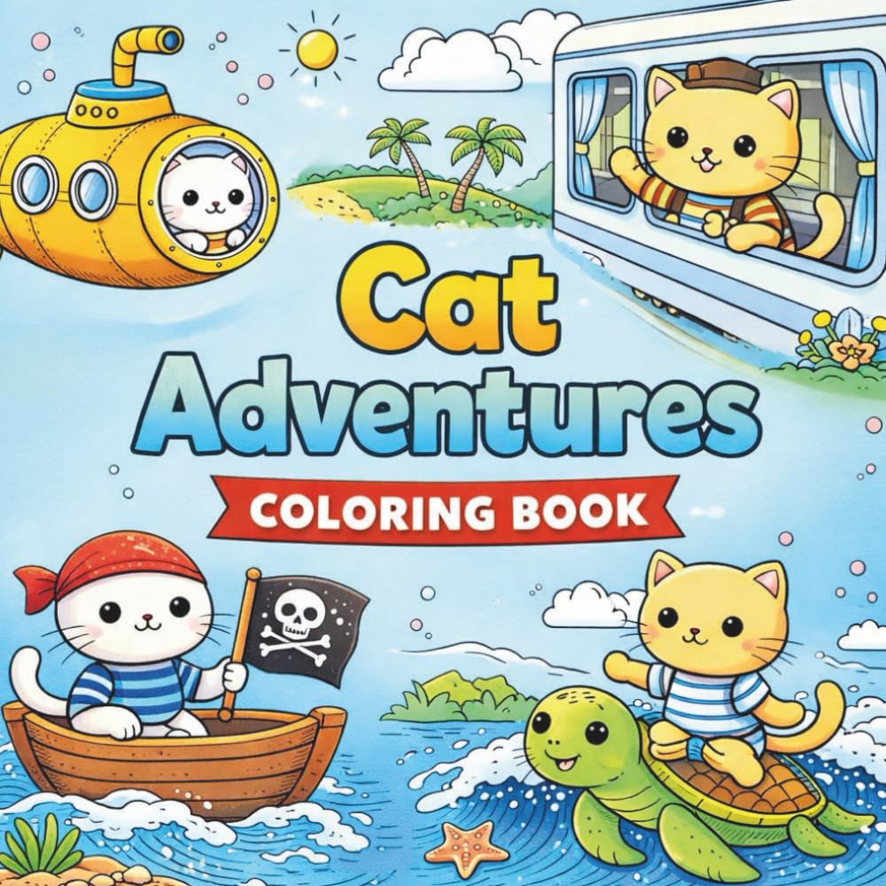 Cat Adventures Coloring Book: Explore, Dream, and Color with Curious Cats