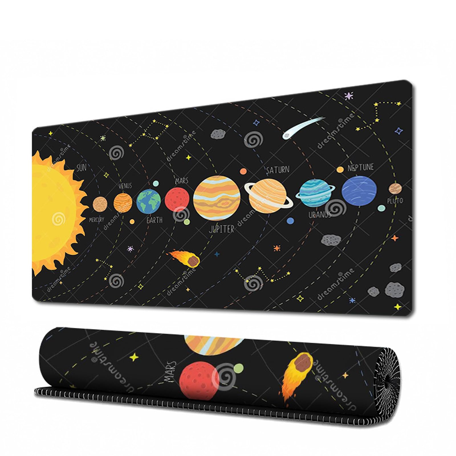 Tappetino Scrivania Sistema Solare 30 x 70 cm Gomma Lavabile per Bambini