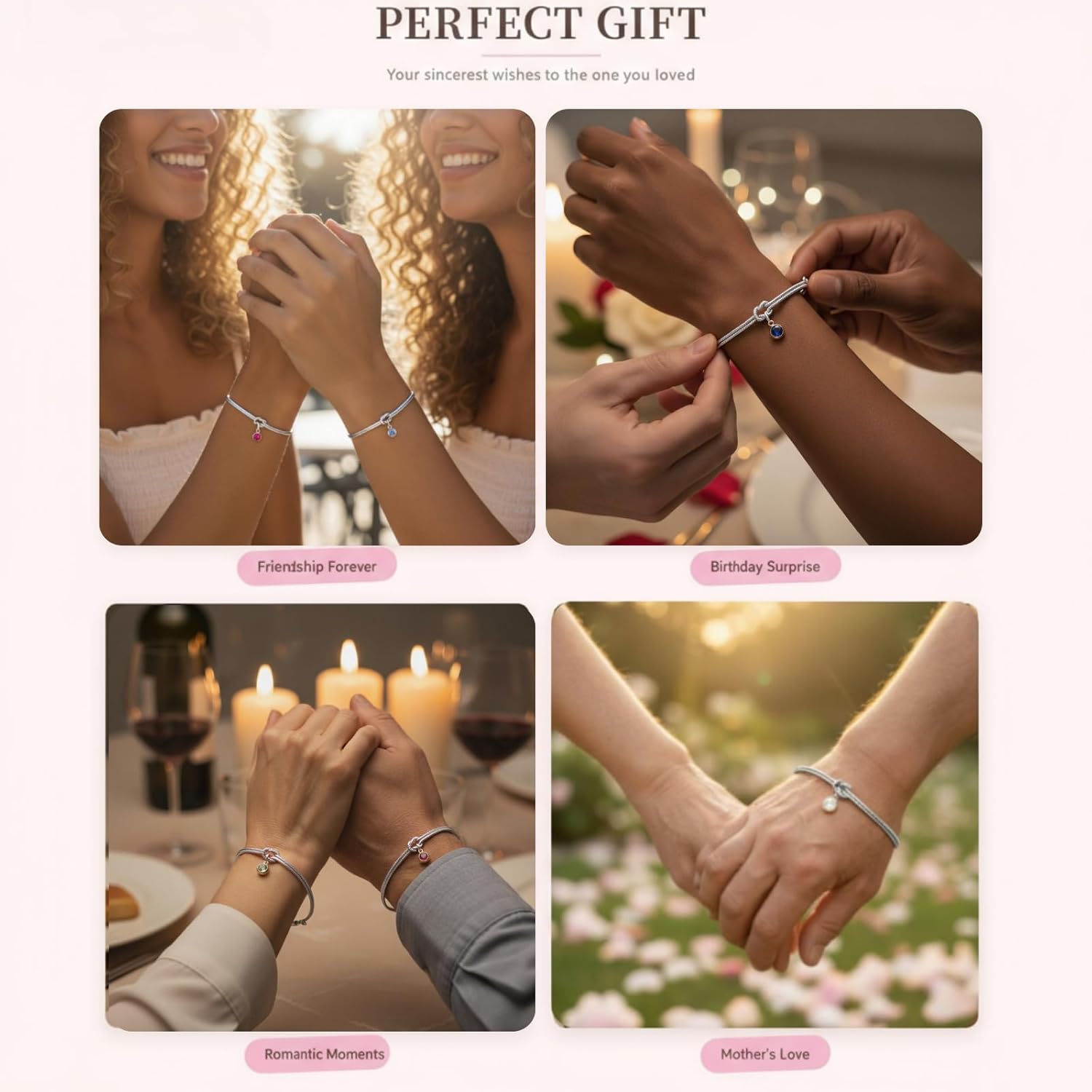 Gold Birthstone Bracelets for Women- Dainty Love Knot Snake Chain Bracelet Stack Adjustable, Trendy Personalized Friendship Birthday Christmas Jewelry Gifts for Mom Daughter Sister Friend - Image 5