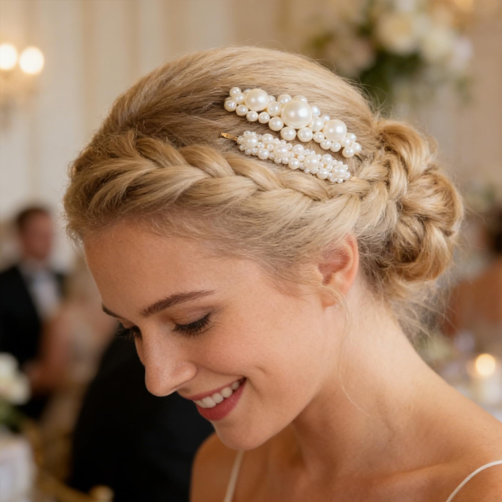 Perłowe spinki do włosów dla kobiet i dziewcząt, 6 sztuk, eleganckie, ręcznie robione spinki do włosów, spinki do włosów, białe złoto, akcesoria do codziennej stylizacji, na wesela i imprezy