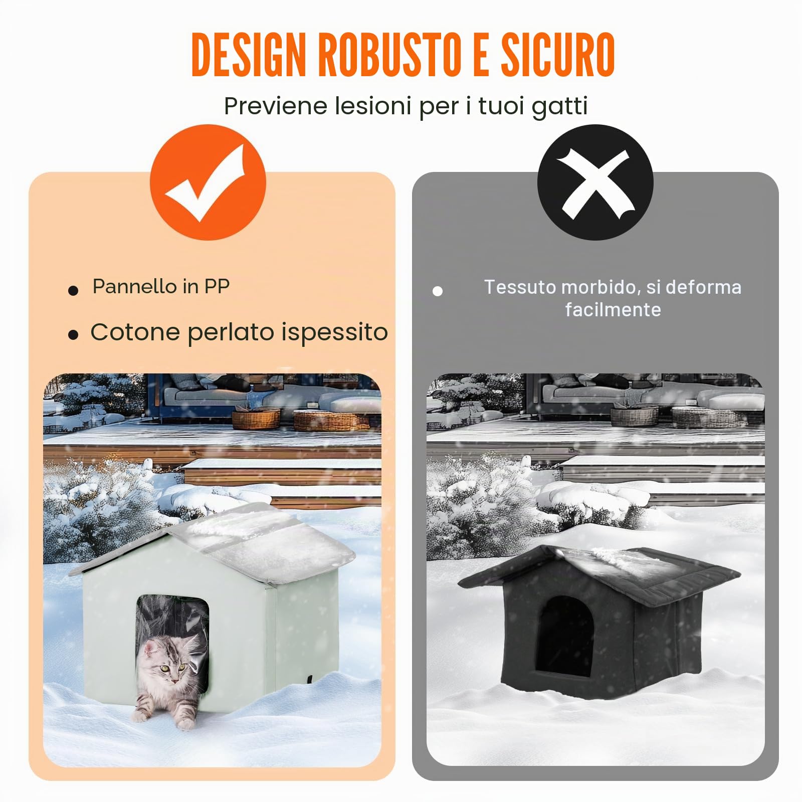 VEVOR Cuccia per gatti riscaldata, per esterni con temperatura regolabile e timer, per gatti pieghevole in tessuto Oxford 600D con cuscino riscaldato per l'inverno
