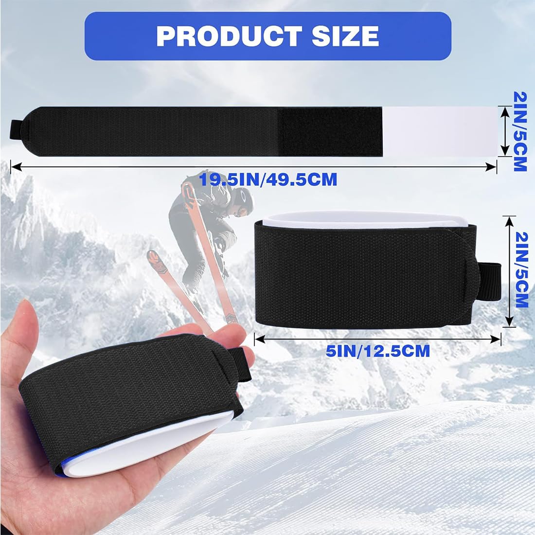4 pièces Attache Ski Sangle Porte Ski Sangles de Ski Bandoulières de Ski Réglables Bande de Fixation de Ski pour Familles Attache Ski Scratch