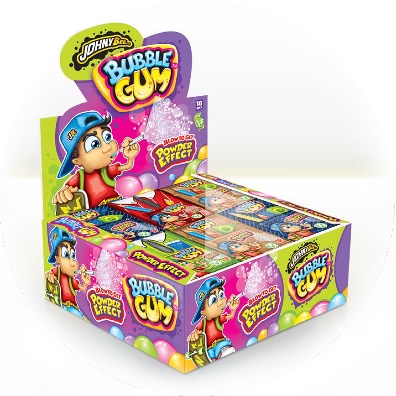 Joygum Johny Bee Bubble Gum powder effect ; gomme da masticare a