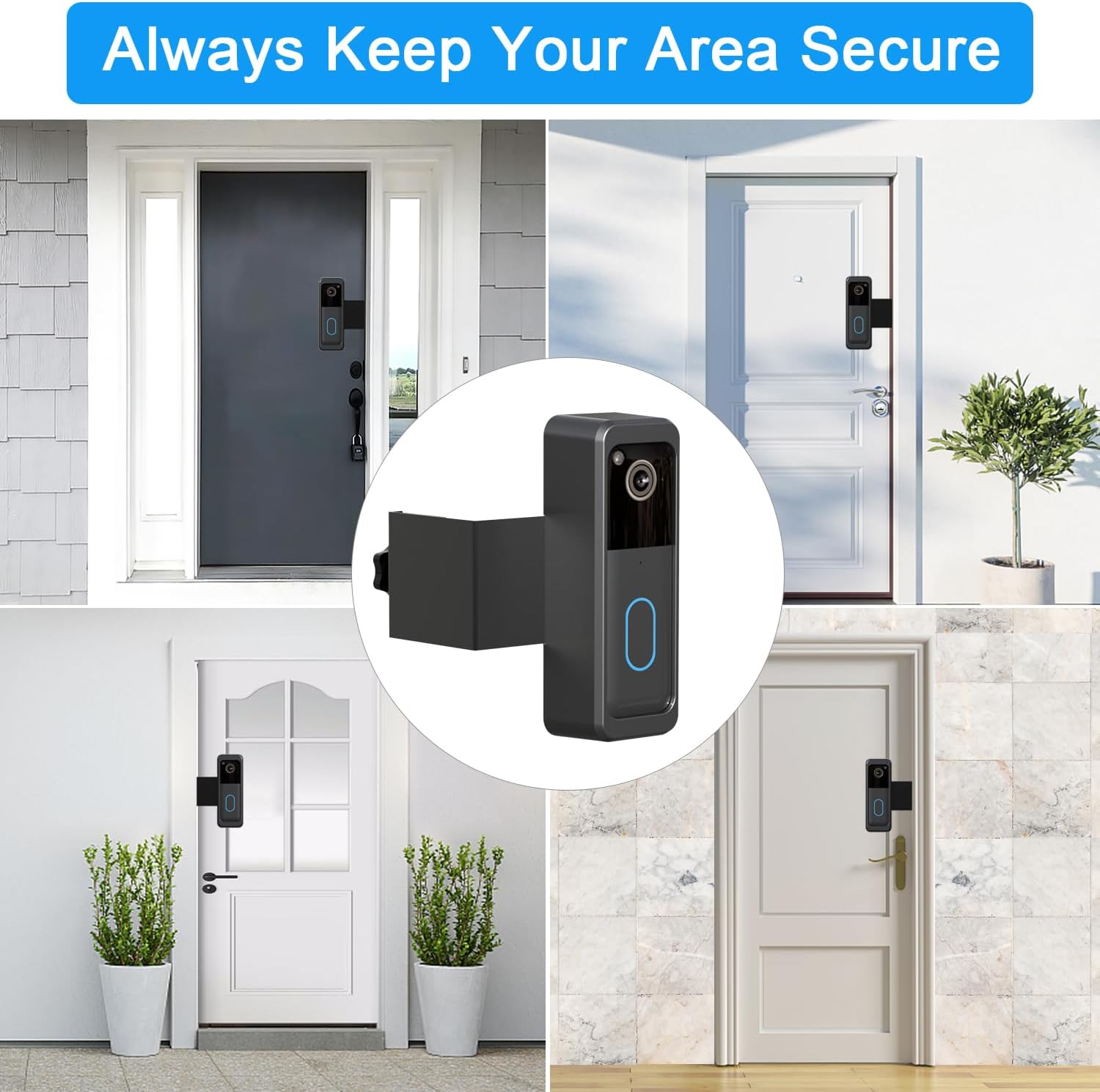 Anti-Theft Blink Doorbell Door Mount,Only for All-new Blink Video Doorbell (2nd Gen) No-Drill Mounting Bracket cover Holder Not Block Doorbell Sensor Easy to Install Blink Video Doorbell Accessories