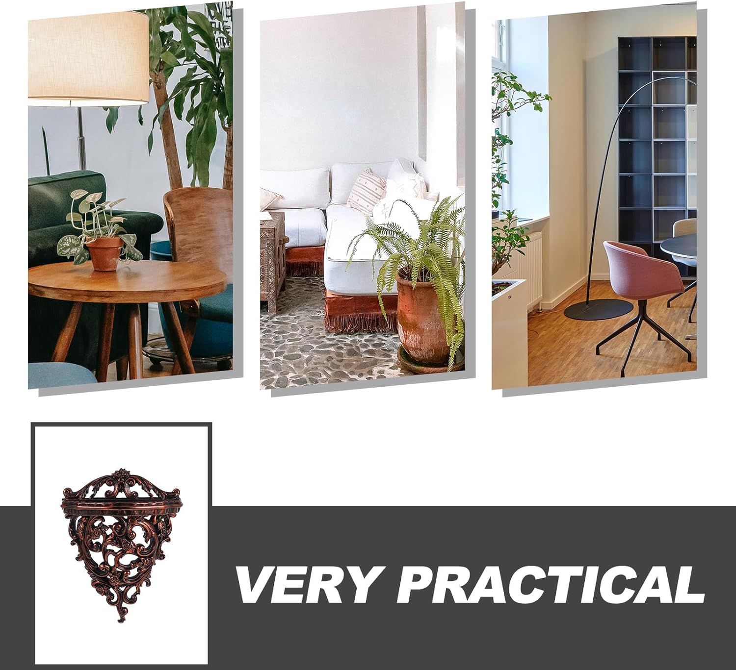 Cabilock Ornate Wall Shelf 10.24X7.8X3.94In Rustic Floating Ledge Decorative Hanging Shelf for Living Room Bedroom Office Home