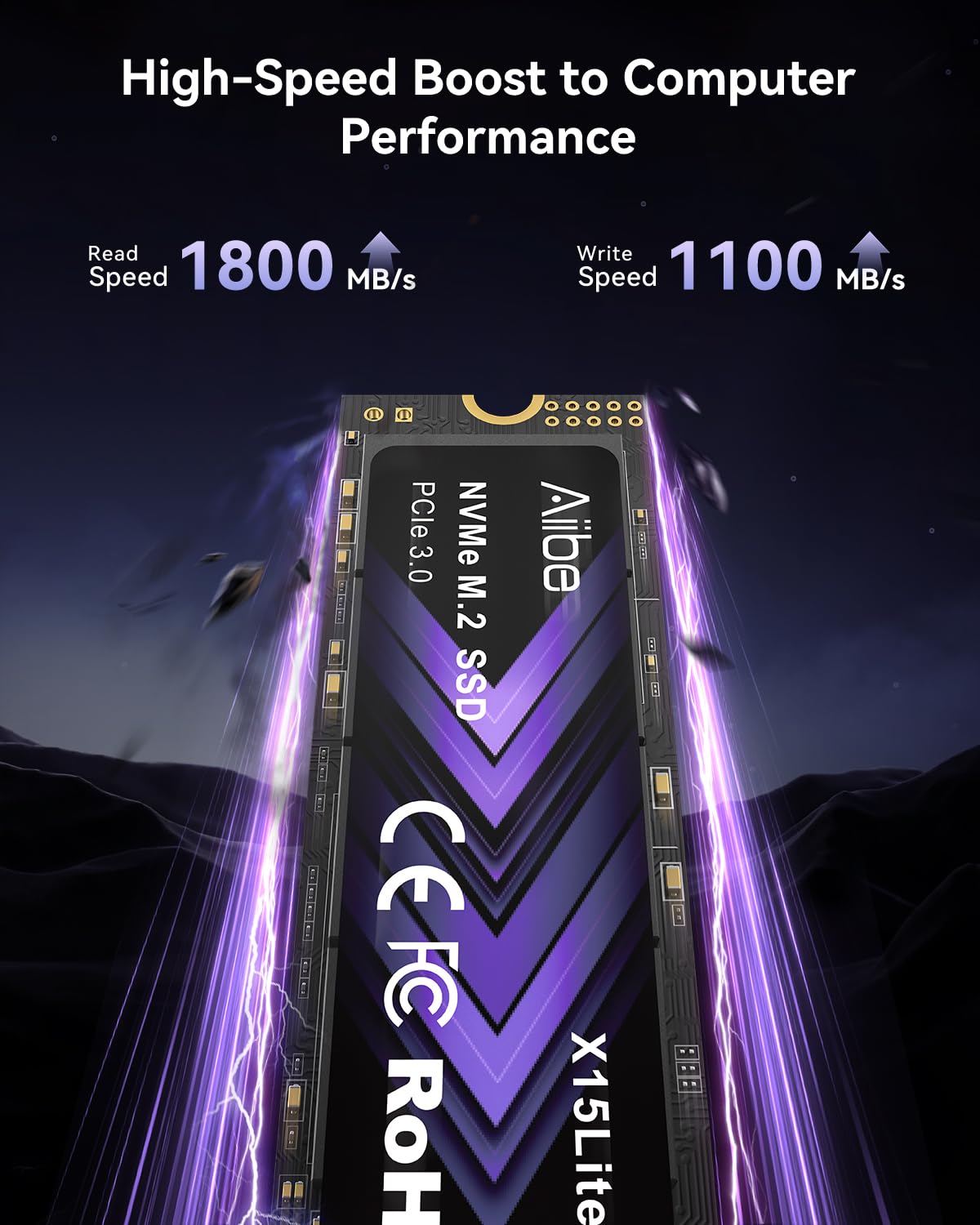Aiibe Unidad interna de estado sólido NVMe M.2 de 512 GB, NVMe PCIe 3.0, 512 GB, velocidades de lectura de hasta 1800 MB/s para laptop, PC, juegos, edición de video
