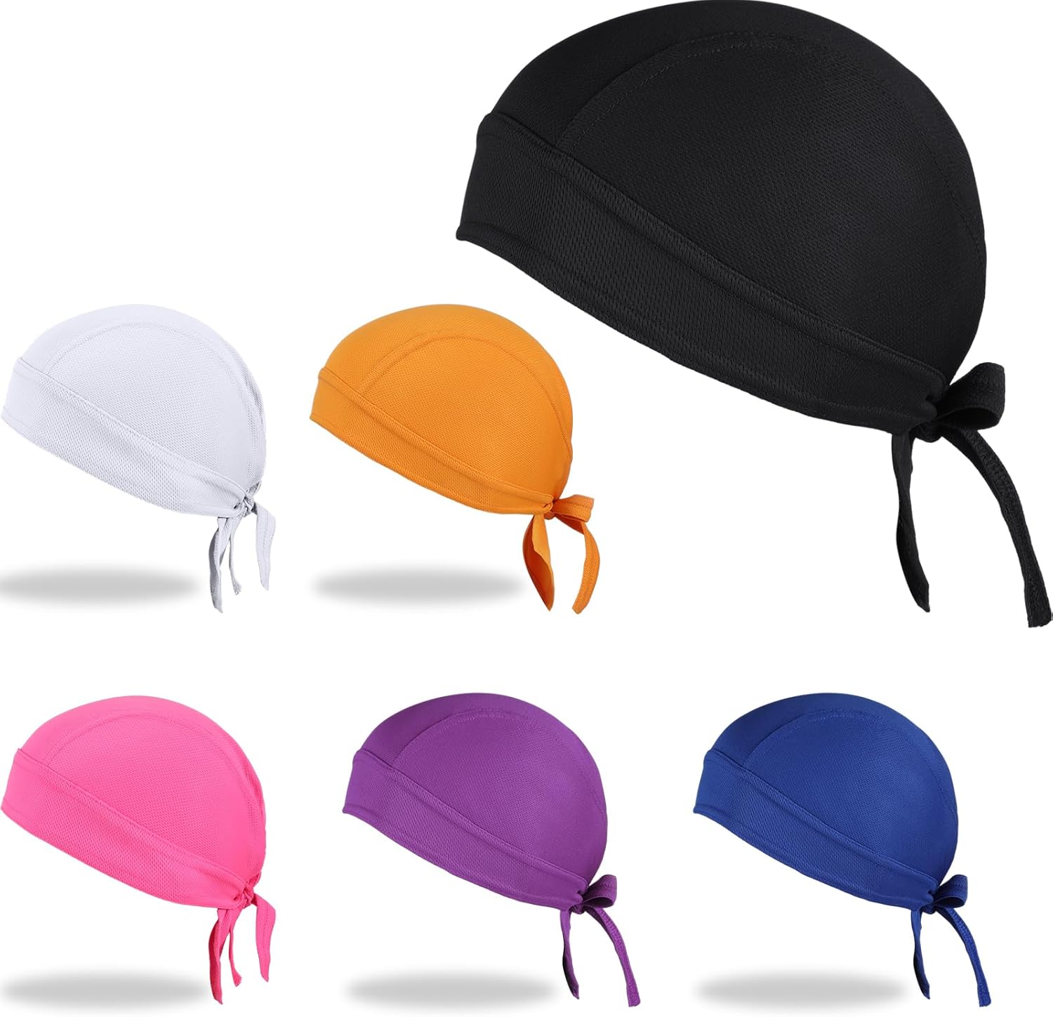 6 Pieces Do Rags Sweat Wicking Beanie Cooling Durags Skull Cap Motorcycle Head Wrap Bandana for Men Women