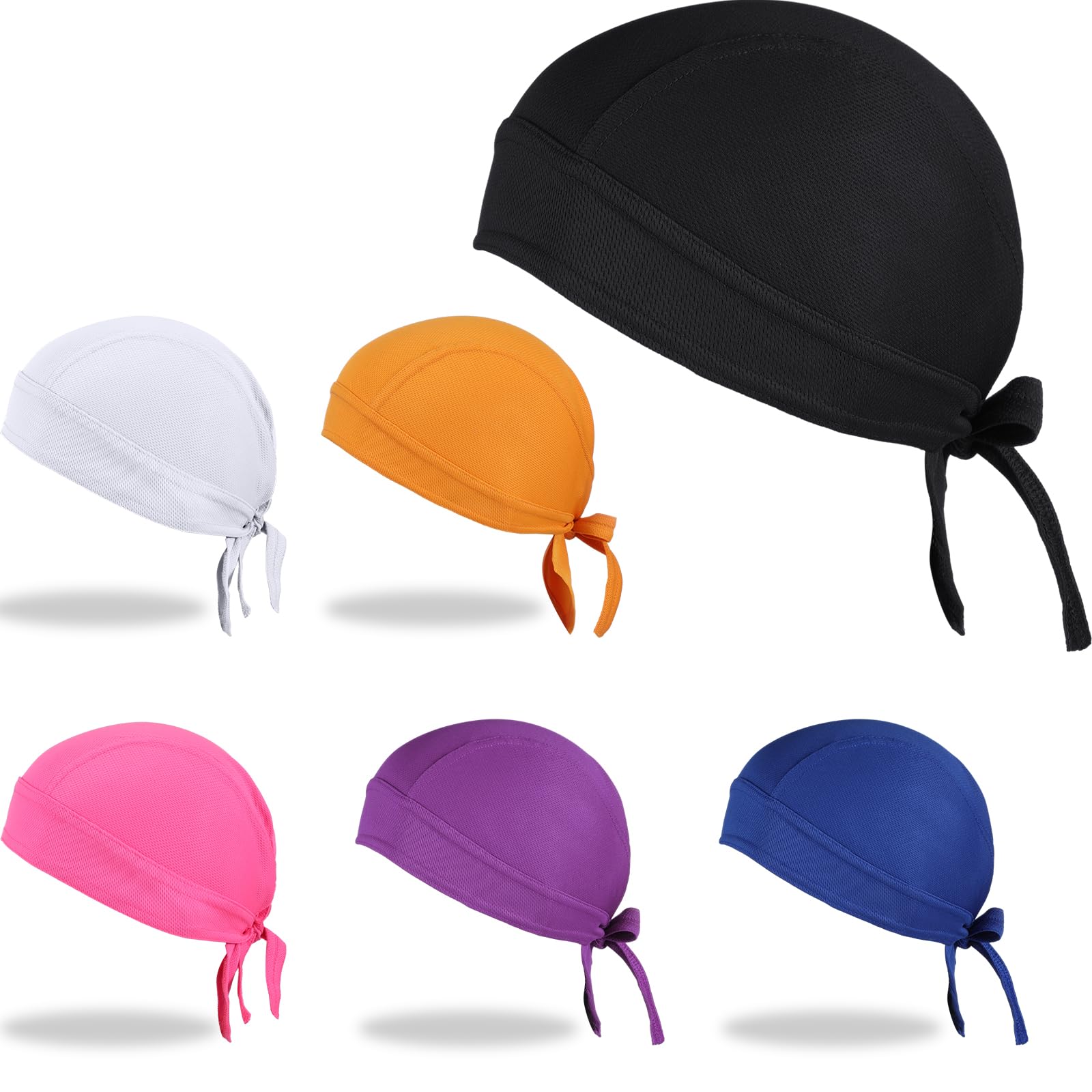 6 Pieces Do Rags Sweat Wicking Beanie Cooling Durags Skull Cap Motorcycle Head Wrap Bandana for Men Women