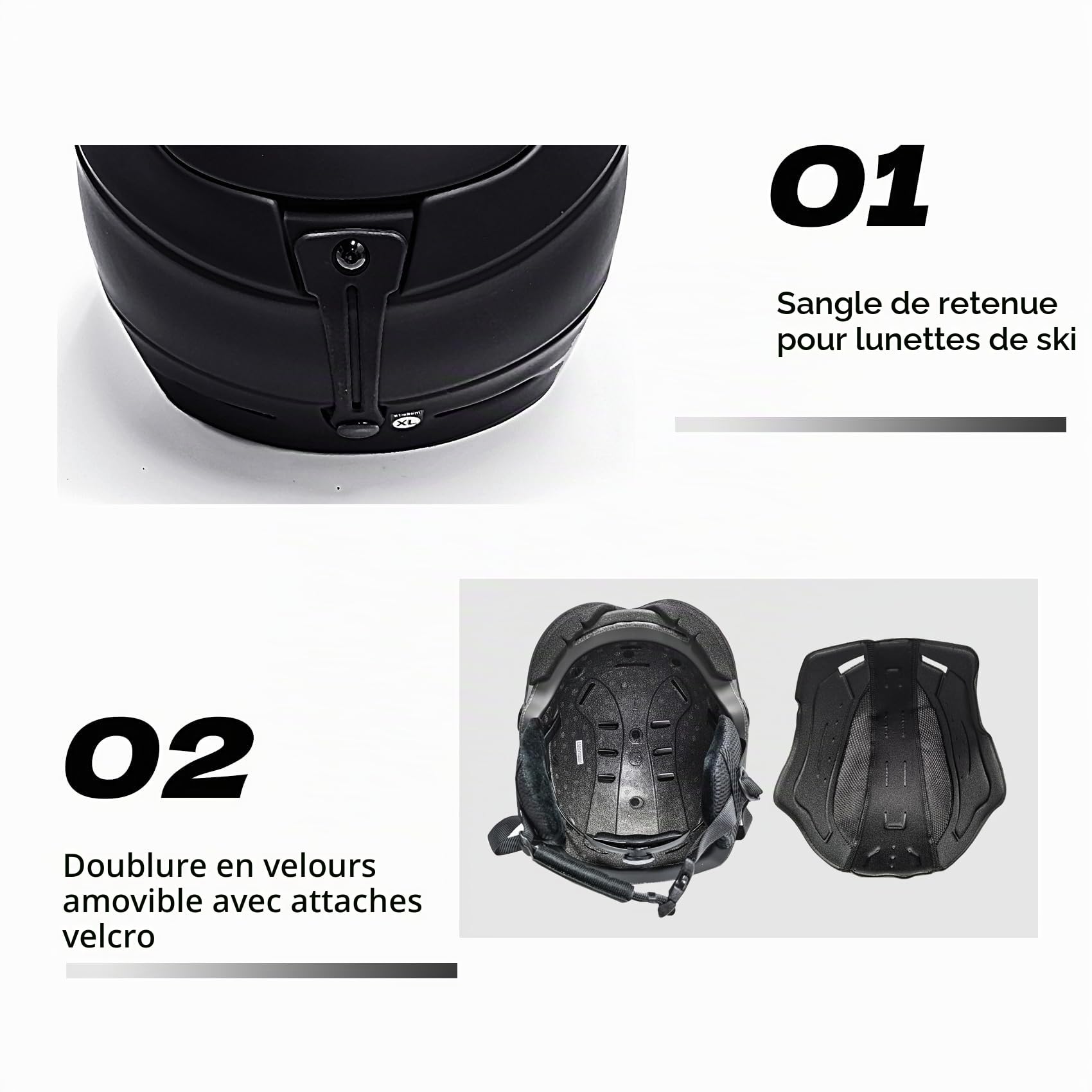 2-en-1 Visière Ski Casque De Snowboard Détachable Masque À Neige Anti-buée Anti-UV Intégré Goggle Bouclier Faible Poids Adultes Hommes Femmes