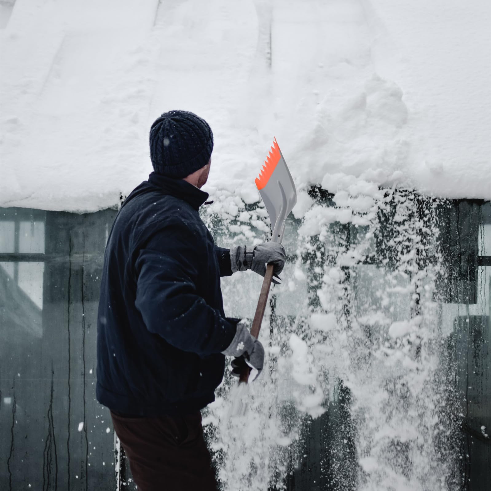 Lurrose Pala per Neve in Ferro Rinforzata per Rimozione Neve e Ghiaccio, Superficie Liscia, Forma Semplice, Strumento Efficiente per Auto e Esterni