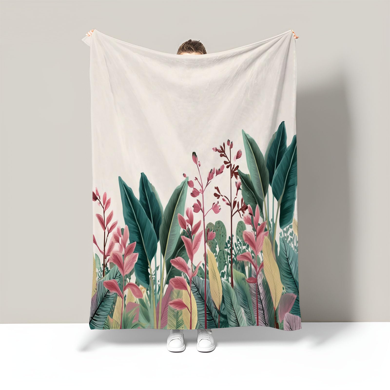 Couverture flanelle tropicale 240x260 cm | Plaid polaire moelleux canapé