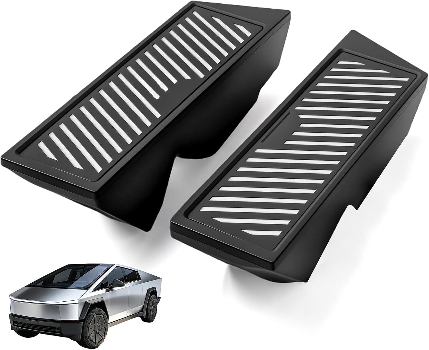 Door Storage Box Compatible with Tesla Cybertruck 2024+, Driver & Passenger Side Embedded Door Organizer, OEM Fit Interior Storage Tray, No-Drill Installation, Black (2PCS)