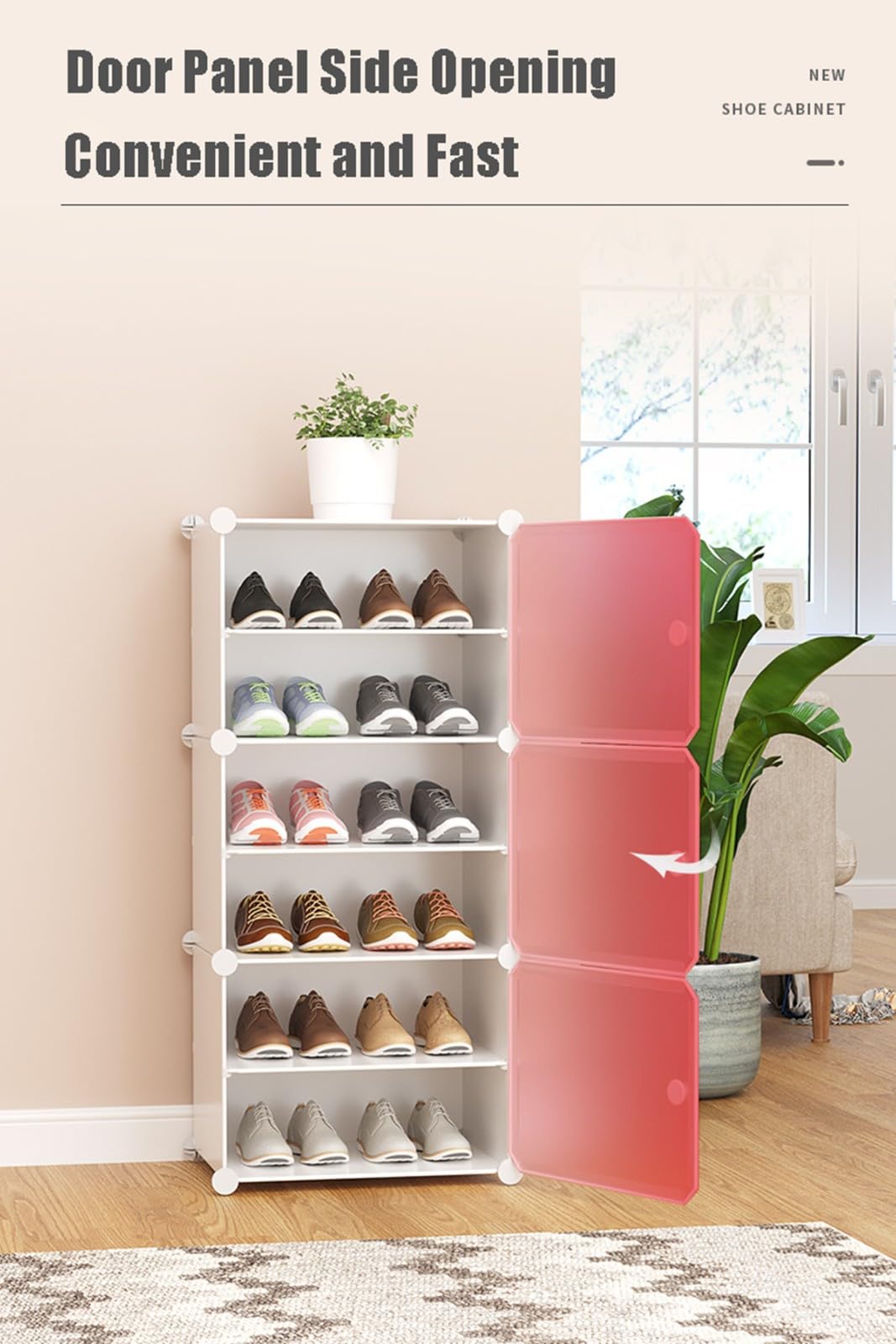 Scarpiera multifunzionale modulare a cubo, scarpiera con porta laterale, divisorio rimovibile, ideale per tutti i tipi di scarpe in corridoio, camera da letto, ingresso e soggiorno - una scelta saggia