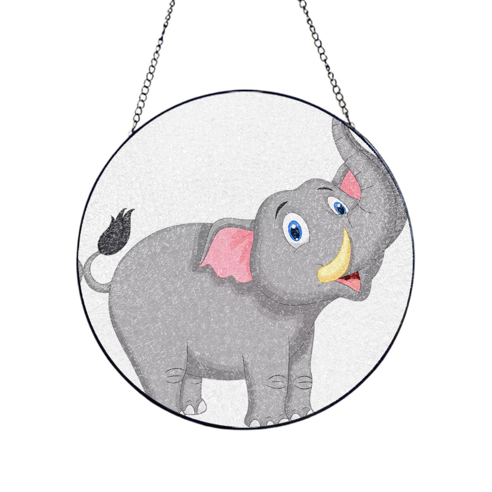 Phayah Cartoon Elephant Print Glass Window Hanging Sun Catchers Suncatcher Decor For Birthday For Home Garden Porch 12in（30cm）
