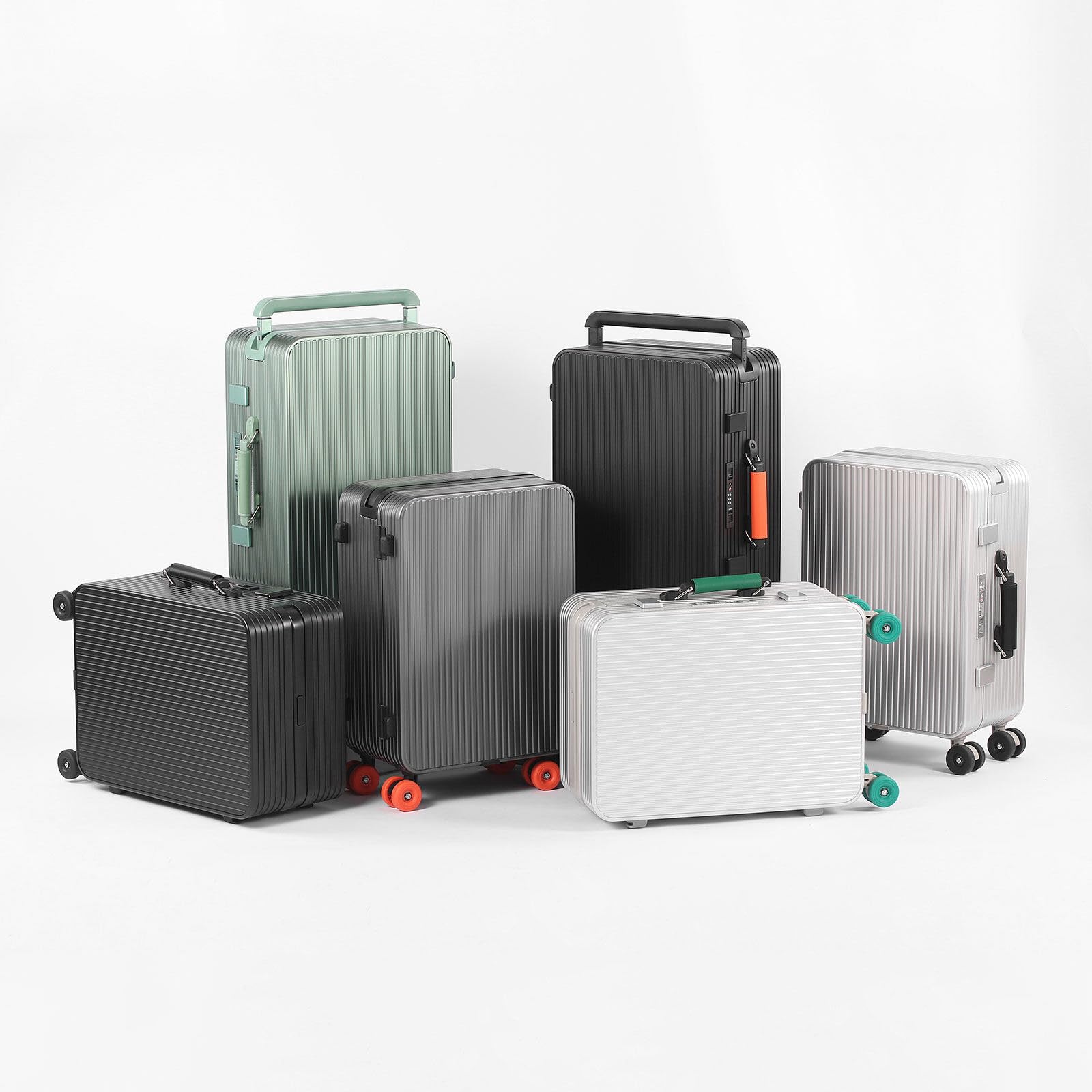 LEOVEN Valigia Trolley Rigido, 2:8 Apertura, LS-0762 Premium Bagaglio a Mano in Alluminio, Fodera Rinforzata, Manico Telescopico più Ampio, Serratura TSA, Universale Silenziosa, Design Ammortizzante