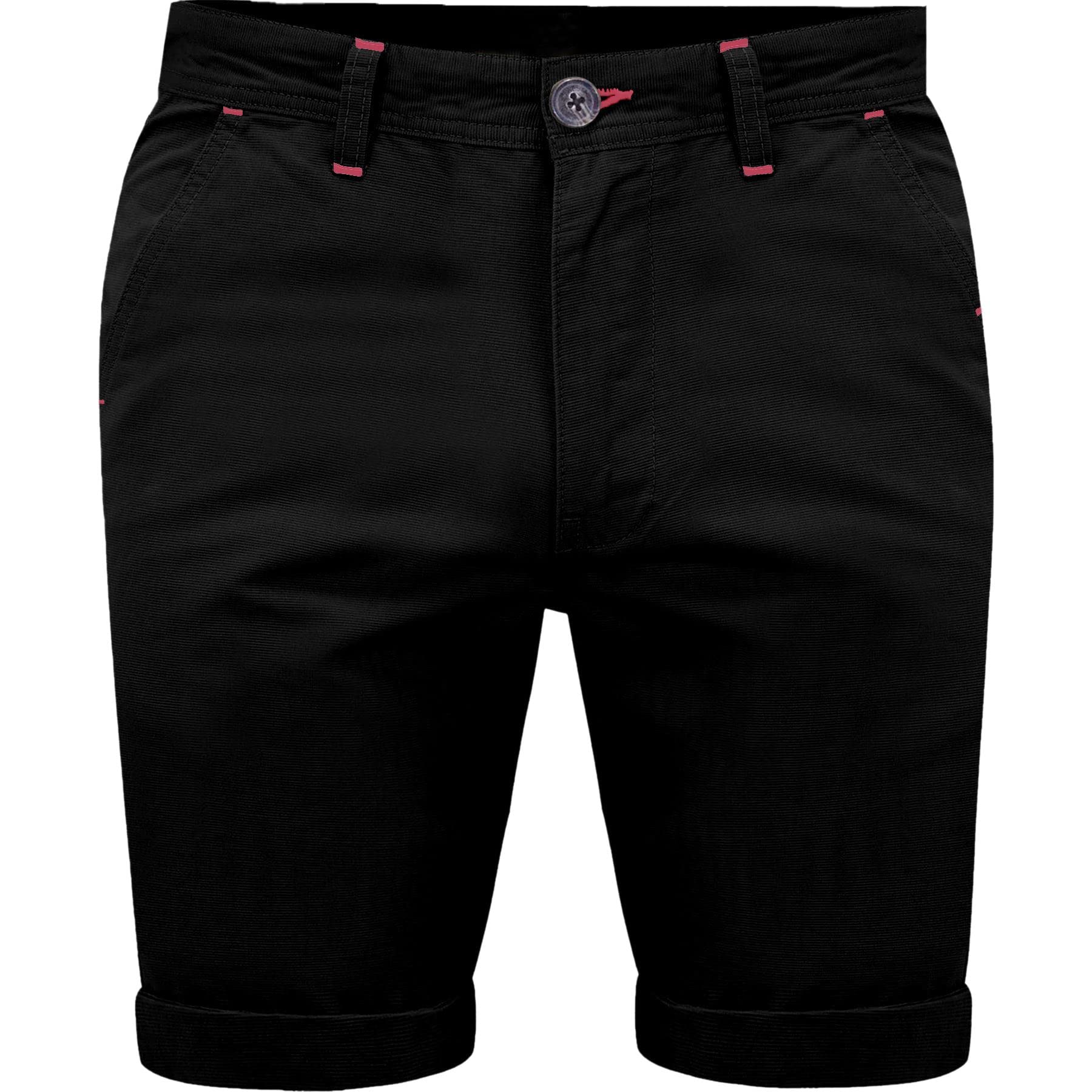 Westace Men's Black Stretch Chino Shorts Summer Cotton Cargo Combat Casual Jeans Half Pant (34, )