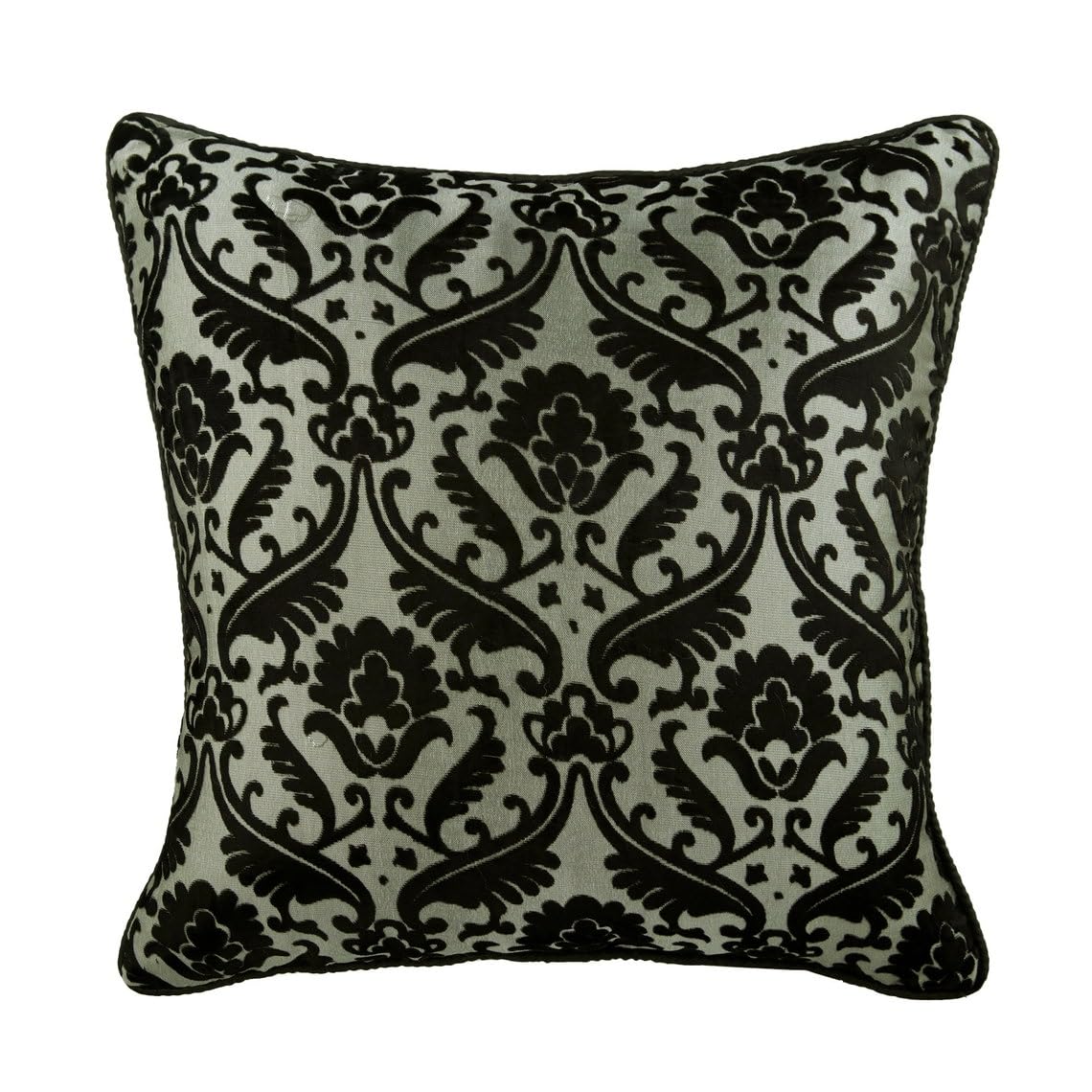 The HomeCentric Decorative Cushion Cover, 45 x 45 cm Burnout Velvet Cushioncase, Square Black & Grey Throw Cushions Cover, Couch Cushion Cover - Victorian Black โ image 1