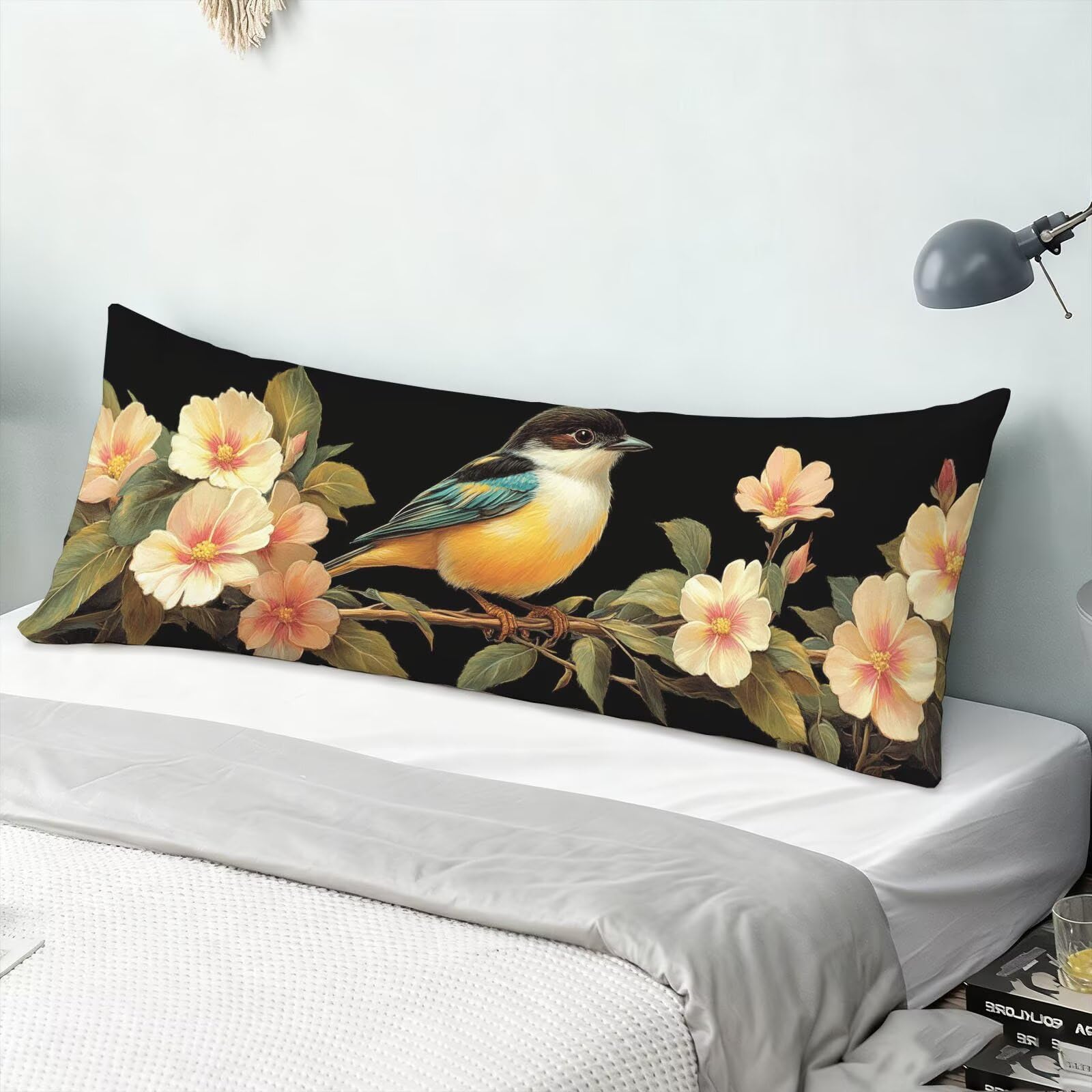 Poszewki na poduszki z kwiatami 60 x 180 cm, miękkie aksamitne prostokątne dekoracyjne poszewki na poduszki, dwustronny nadruk, ukryty zamek błyskawiczny, na sofę, łóżko, do salonu U00-409