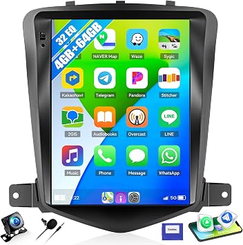 4G+64G Car Radio for Chevrolet Chevy Cruze 2009-2015 with Wireless CarPlay Android Auto 9.7" Touch Screen Android 15 Car Stereo with 32EQ GPS Navigation Bluetooth 5.0 WiFi RDS FM HD Backup Camera