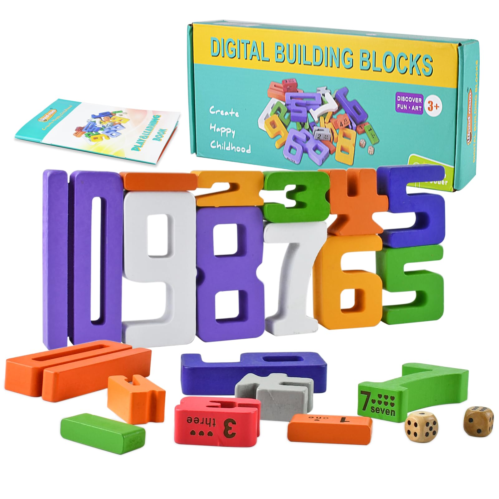 Holz-Zahlenbausteine Montessori-Set – 28 Bunte Stapelzahlen Für Kinder Ab 3 Jahren, 5 Cm Hoch