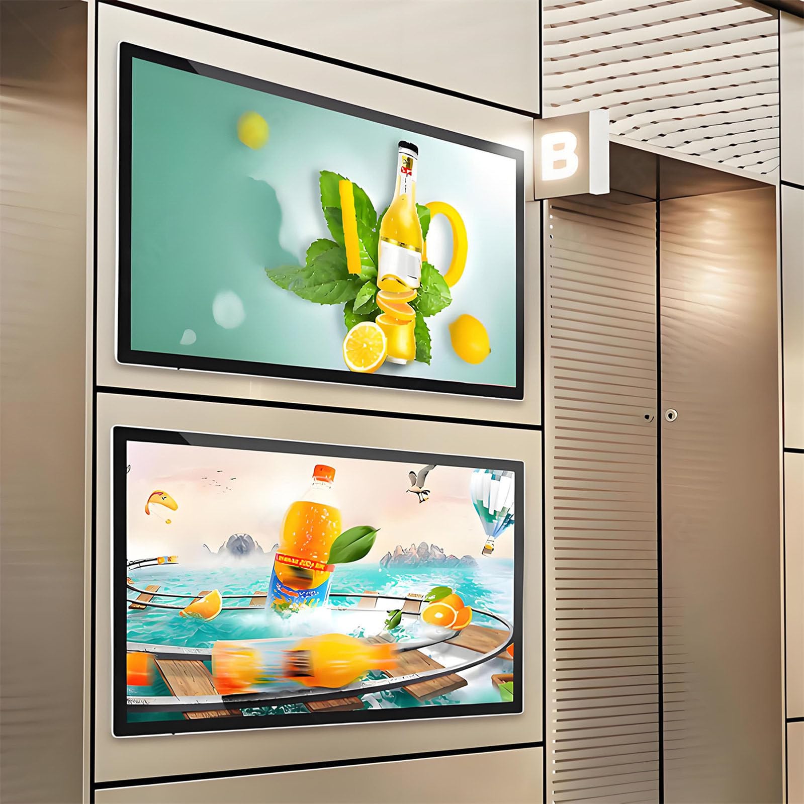 Grand Cadre Photo Numérique, écran Publicitaire Numérique pour Menus, écran Publicitaire Mural Ultra-Fin Haute Définition pour La Lecture De Vidéos/Images 27"