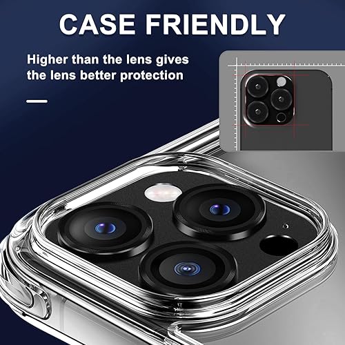 Miniatura 4 de DEERLAMN Protector de lente de cámara para iPhone 15 ProiPhone 15 Pro Max, aleación de metal mate + cubierta de vidrio templado 9H fuerte protección