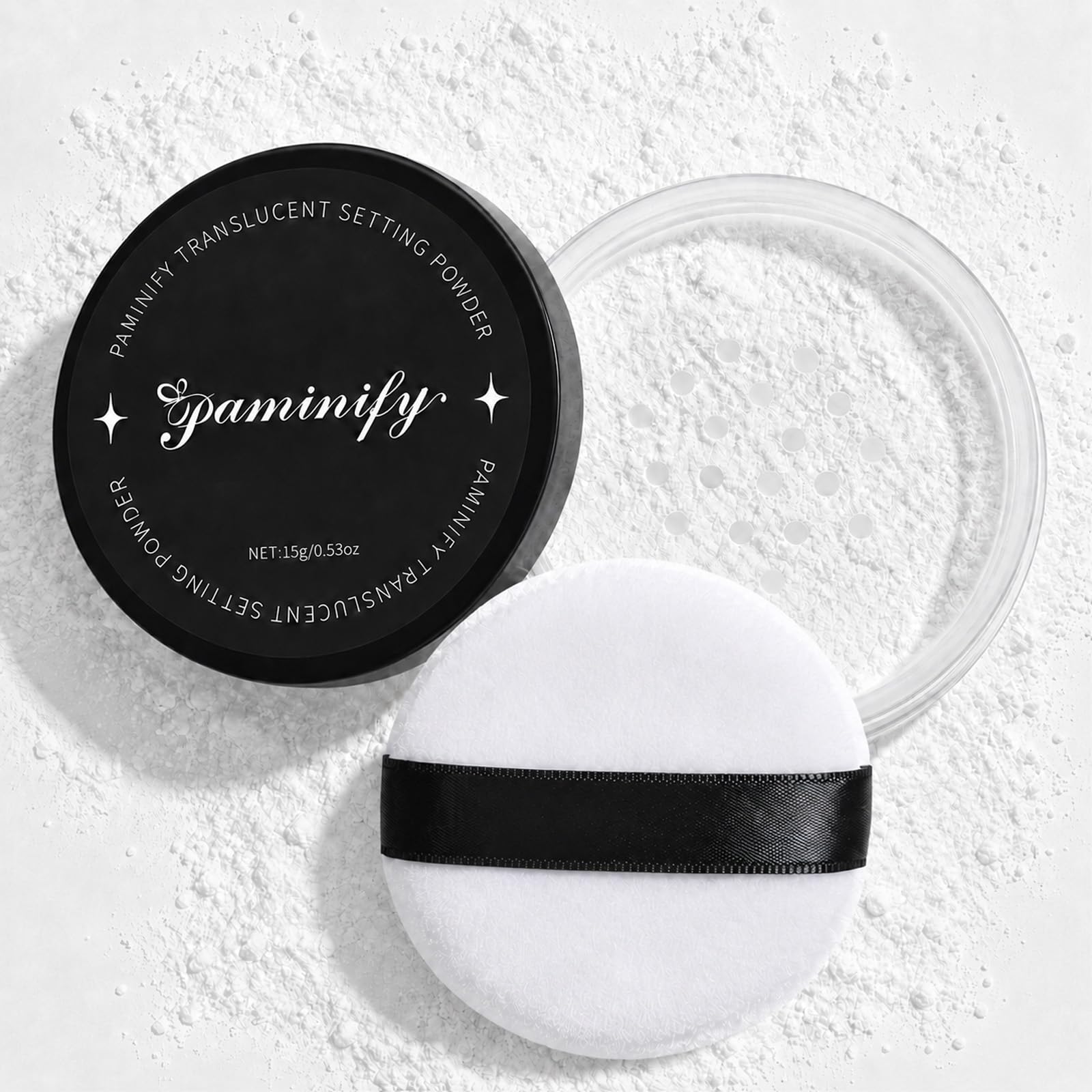 Translucent Setting Powder with Sifter, Talc-Free Loose Powder Makeup for Face, Long Lasting Matte Finish, Oil Control White Face Powder for Halloween SFX Makeup, Face and Body Paint Setting