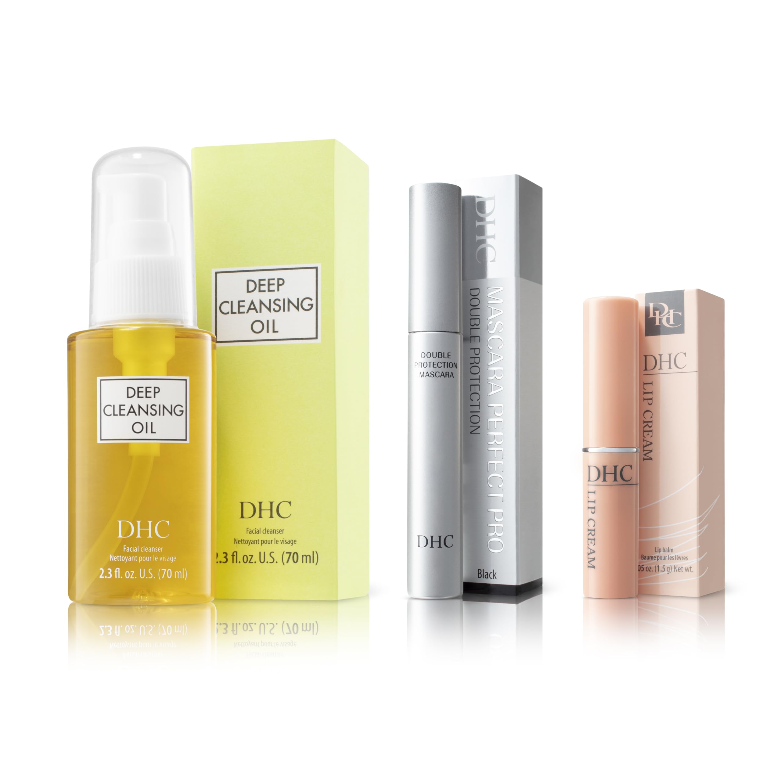 DHC Deep Cleansing Oil 70ml, Lip Cream 1.5g and Mascara Perfect Pro Double Protection 5g, Black - Image 2