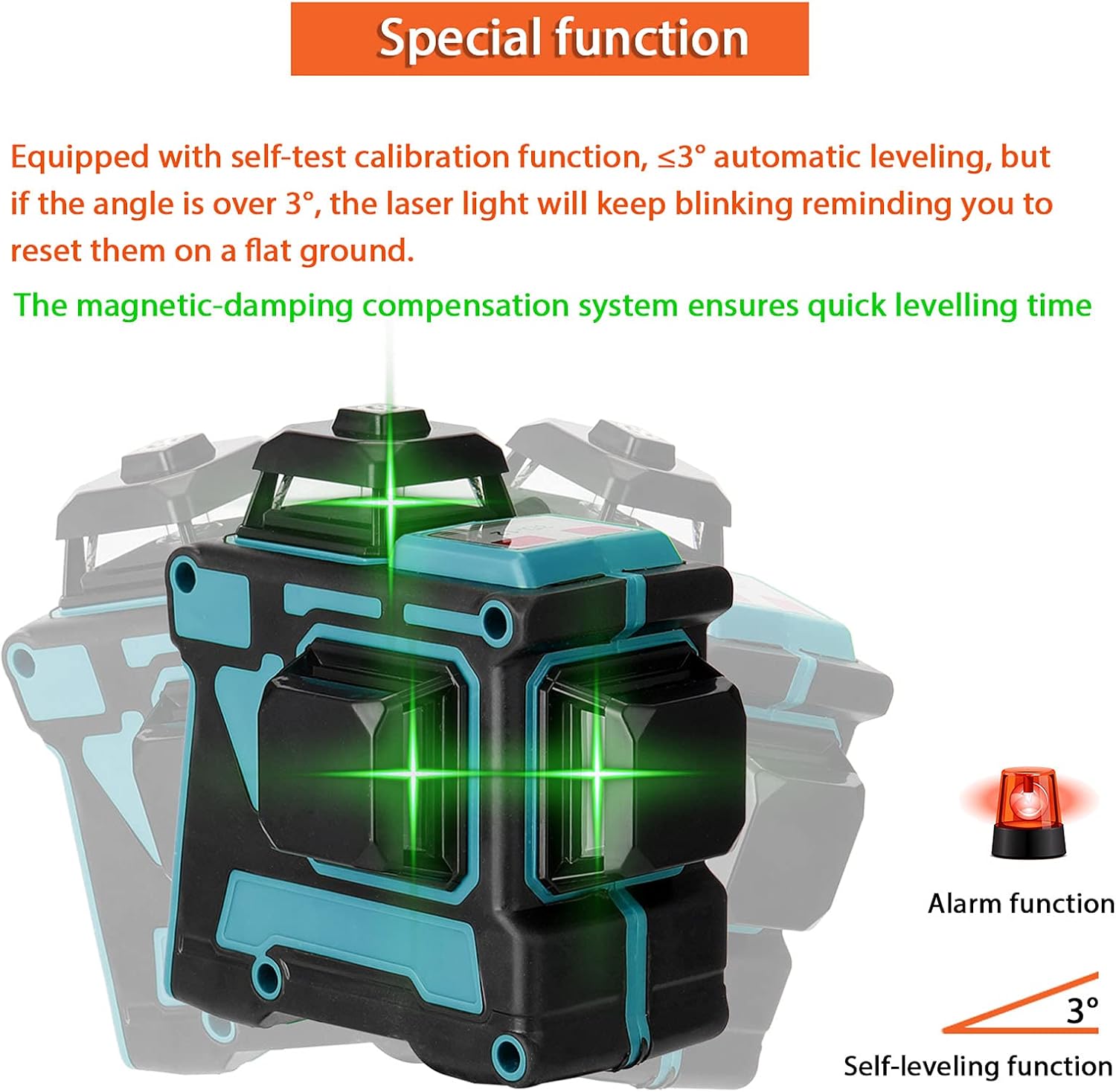 Multifunctional 3D 12 Lines Level Vertical Horizontal Lines with Self-Leveling Function