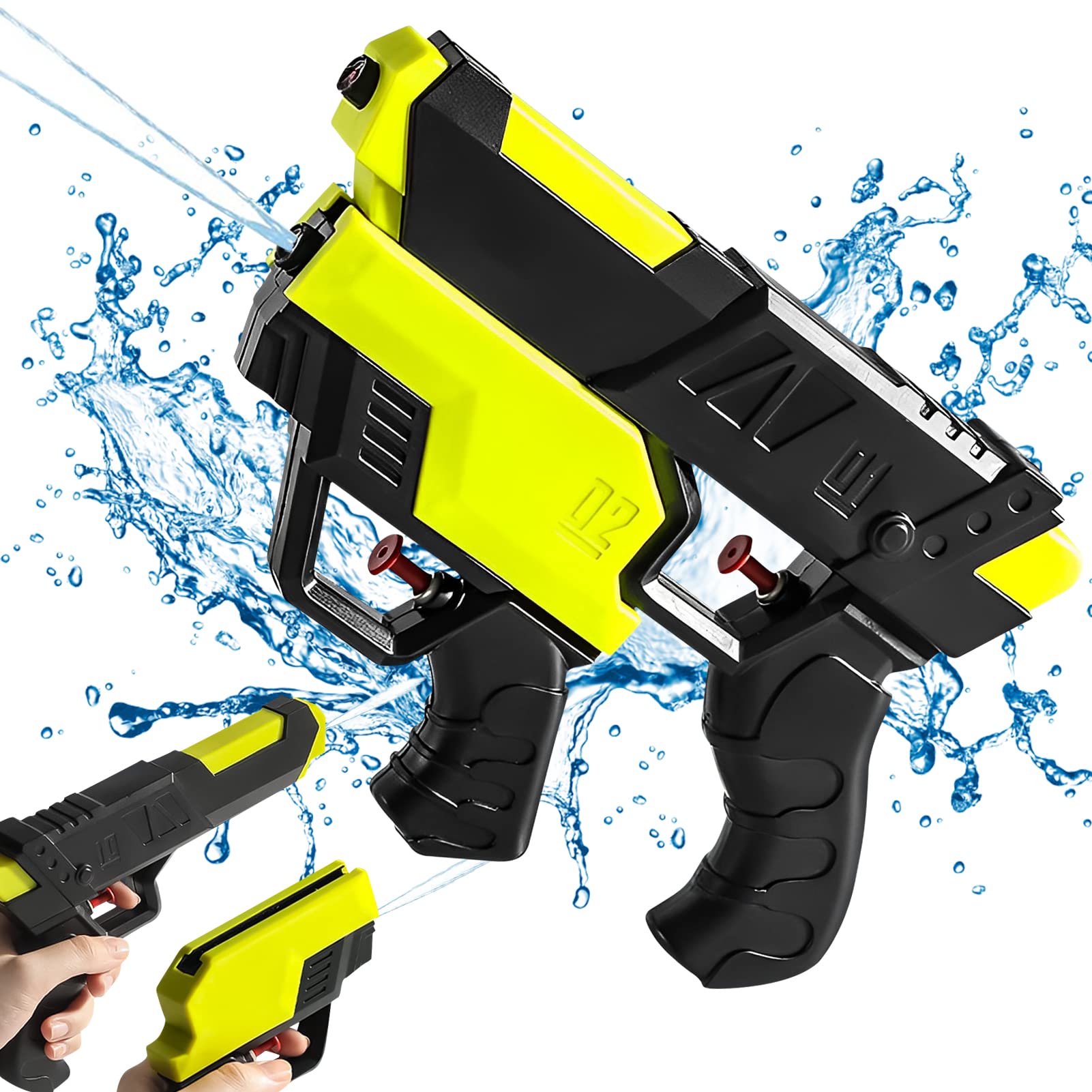 Pistola de agua para niños 2 en 1, pistola de agua para niños de 3 a 12 años, alcance hasta 8 m, juguetes de piscina, juguetes de playa, juguetes de agua para juegos de verano al aire libre (1 set)