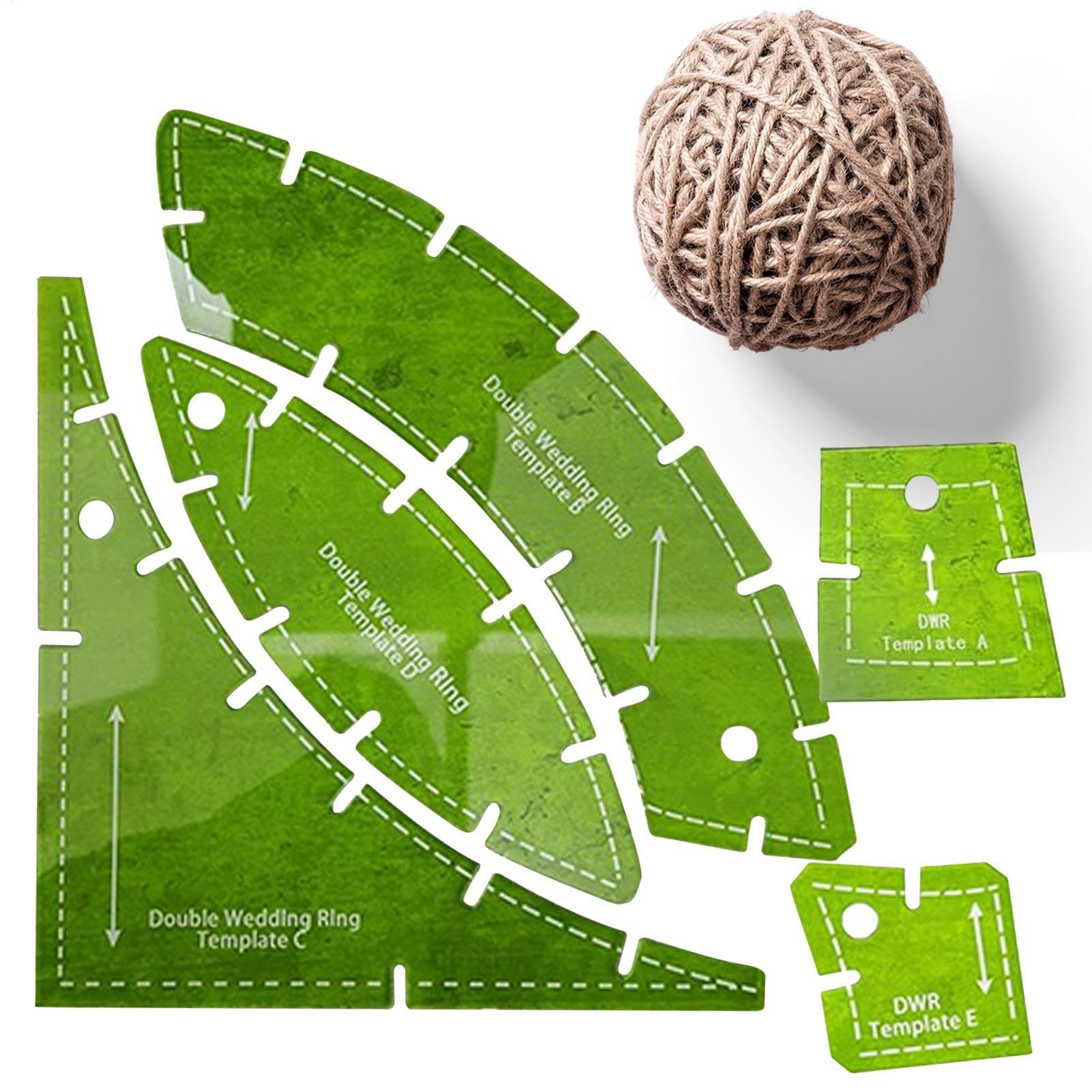 5X Double Wedding Ring Quilt Templates, Multifunctional Reusable Quilting Gauge Tool, Quilting Ruler Templates Sewing Pattern Tools, Wedding Ring Set for Crafting