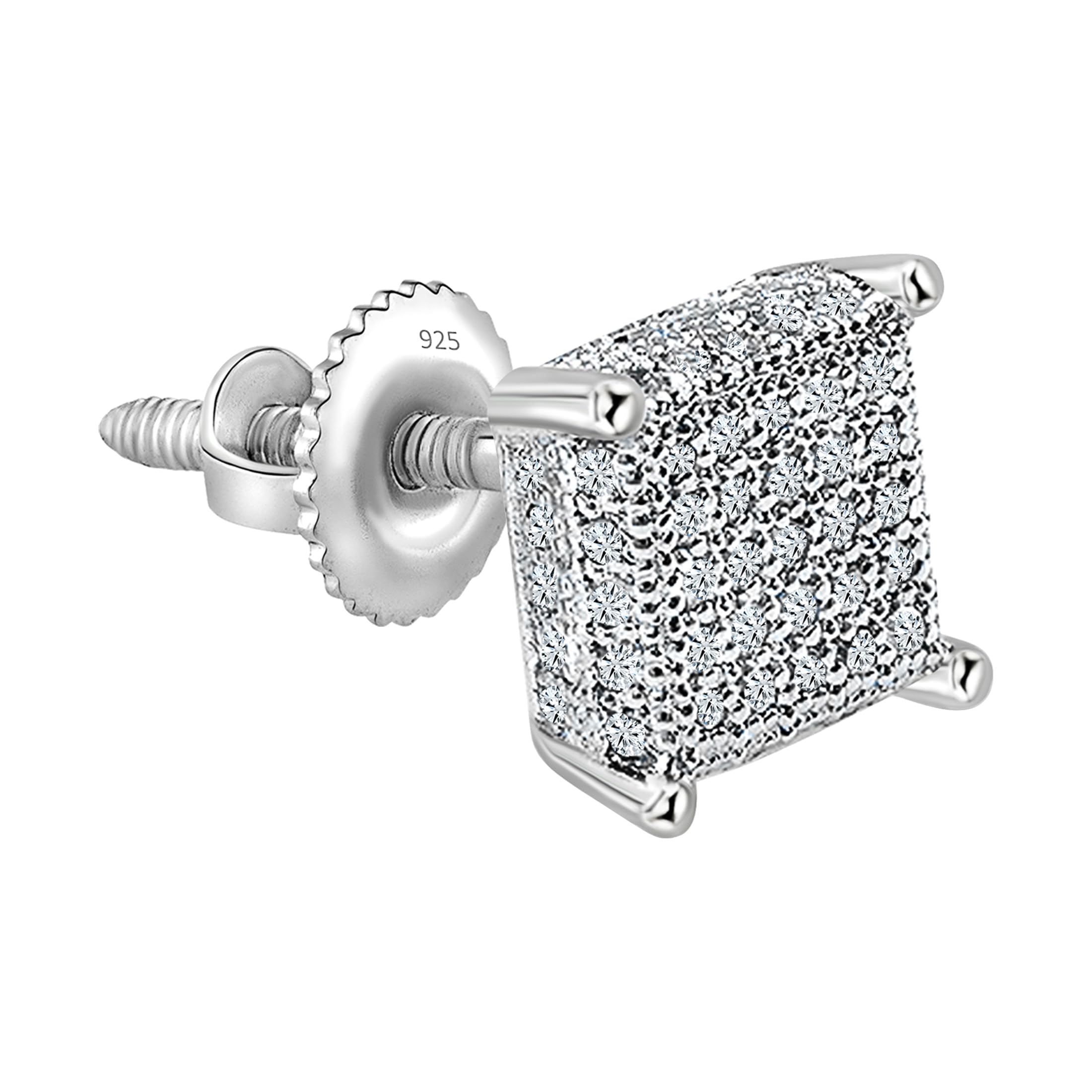 Dazzlingrock Collection Natural Round White Diamond 8.5mm Dice 1Pc Hip Hop Stud (0.28 ctw) in 925 Sterling Silver, Unisex Design Ladies,Mens Real