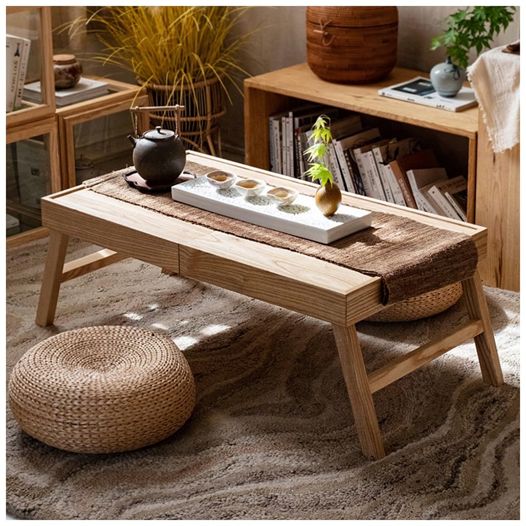 Petite table à thé pour s'asseoir au sol en bois massif noble marron