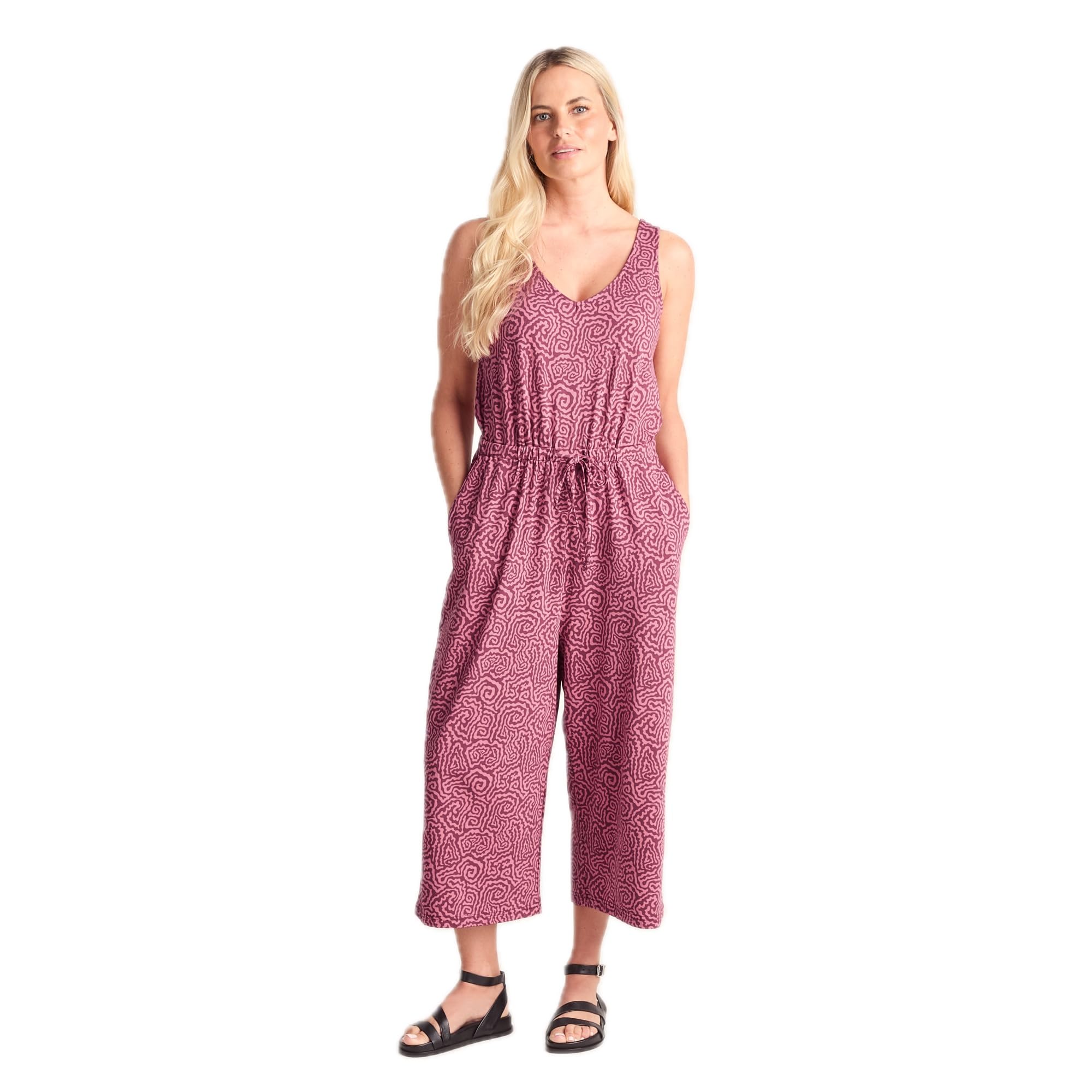 TOG24 Emmie Womens Cropped Jumpsuit, Holiday Lightweight Summer Casual Fit | Pockets, Adjustable drawcord, Elasticated, Jersey