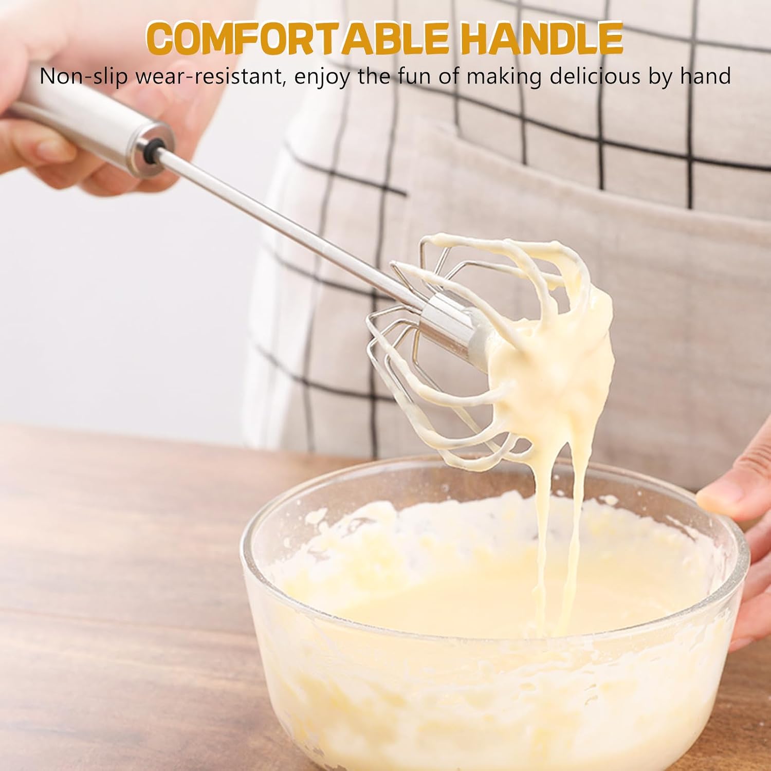 NileHome Stainless Steel Whisk 10" Semi-Automatic Rotary