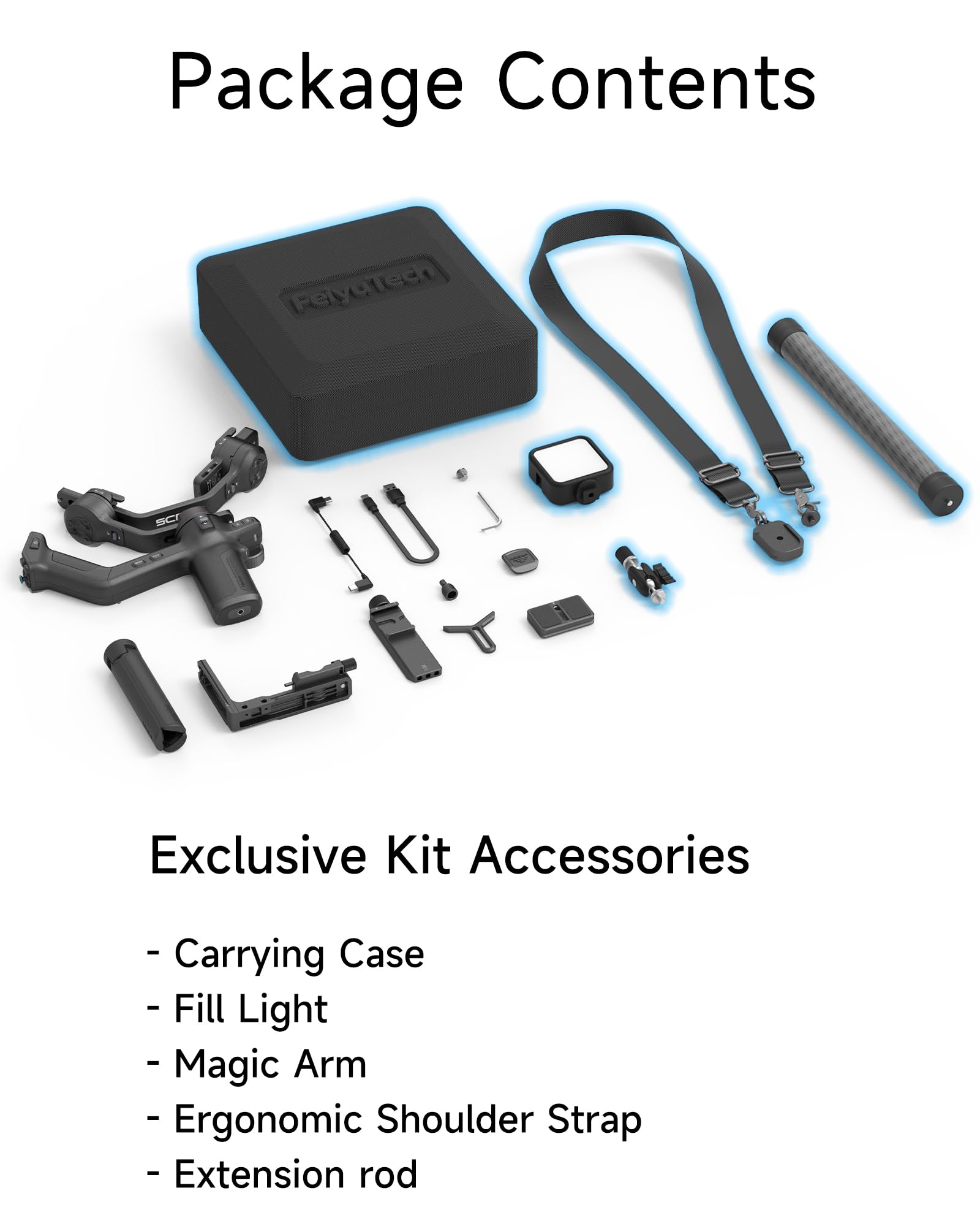 Feiyutech SCORP 3 Kit [oficial] estabilizador de cardán para cámara con seguimiento de IA 4.0 integrado, carga útil de 3.5 kg, mango desmontable con control inalámbrico de 12 m, control Bluetooth