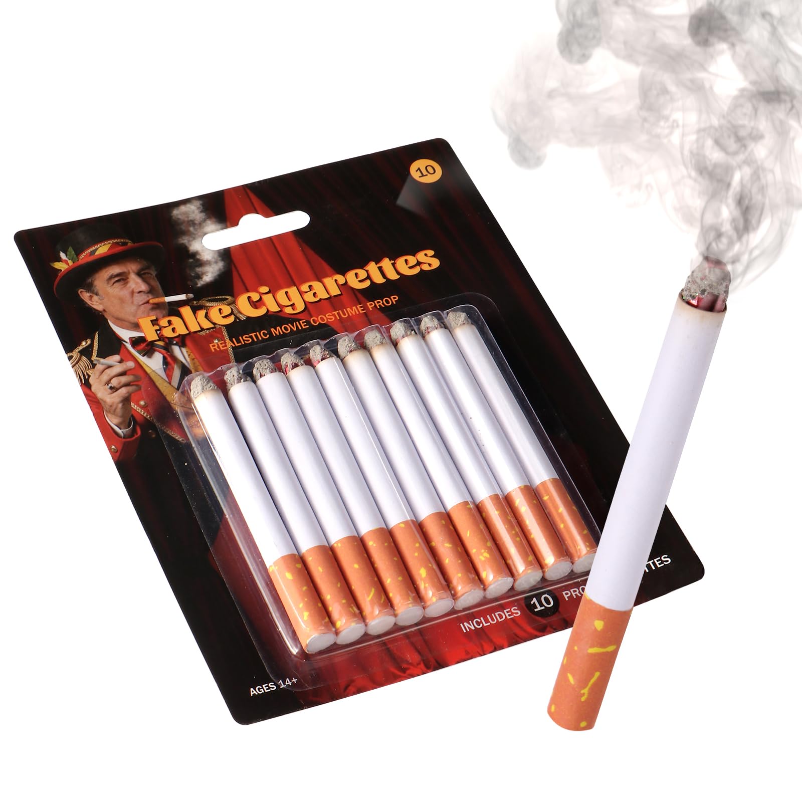 CLESEN Bubble Cigarette 10 Pack-1920s Fake Cigarette Prop Costume - 20s RAccessooaring -Movies Film Prop Cigarettes Ideal for New Year Parties, Halloween Cosplay,White Trash Party Attire Theme Events