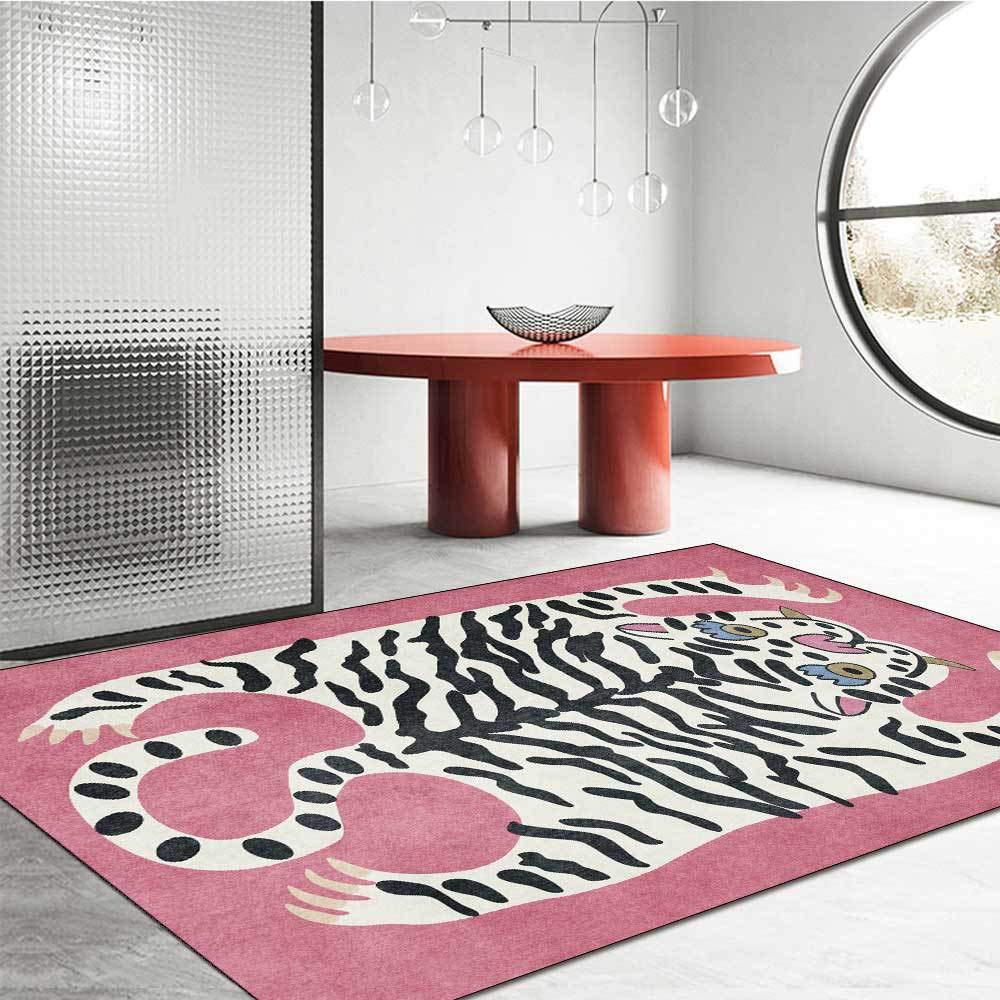 Tappeto soffice à poils courts anti-poussière motif tigre lavable