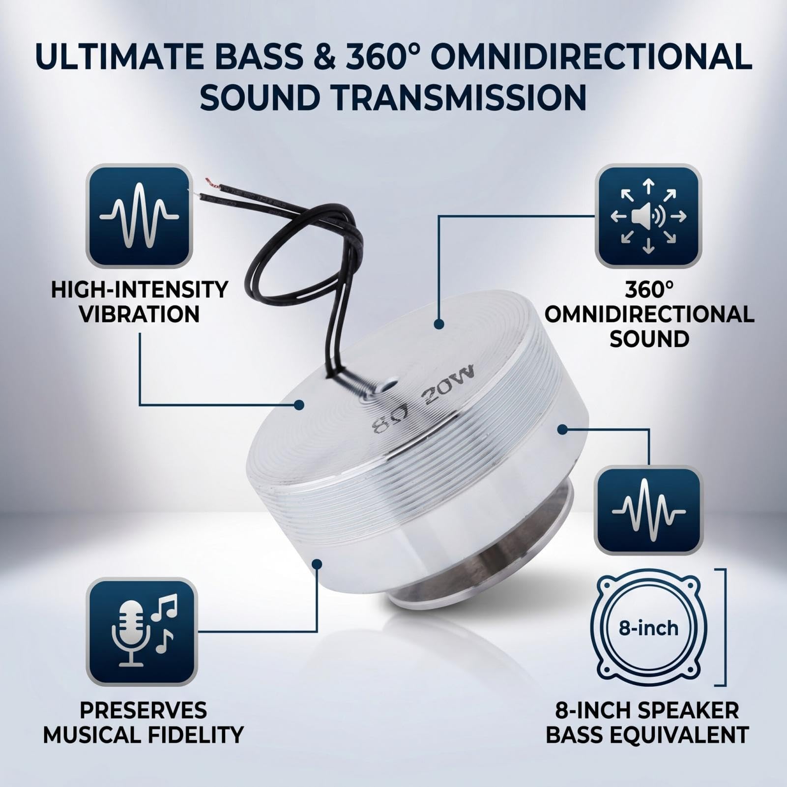 LiebeWH Transducer Speaker 1Pcs 50MM 2Inch All Frequency Resonance Speaker Vibration Strong Bass Lautsprecher(8Ω 20W)