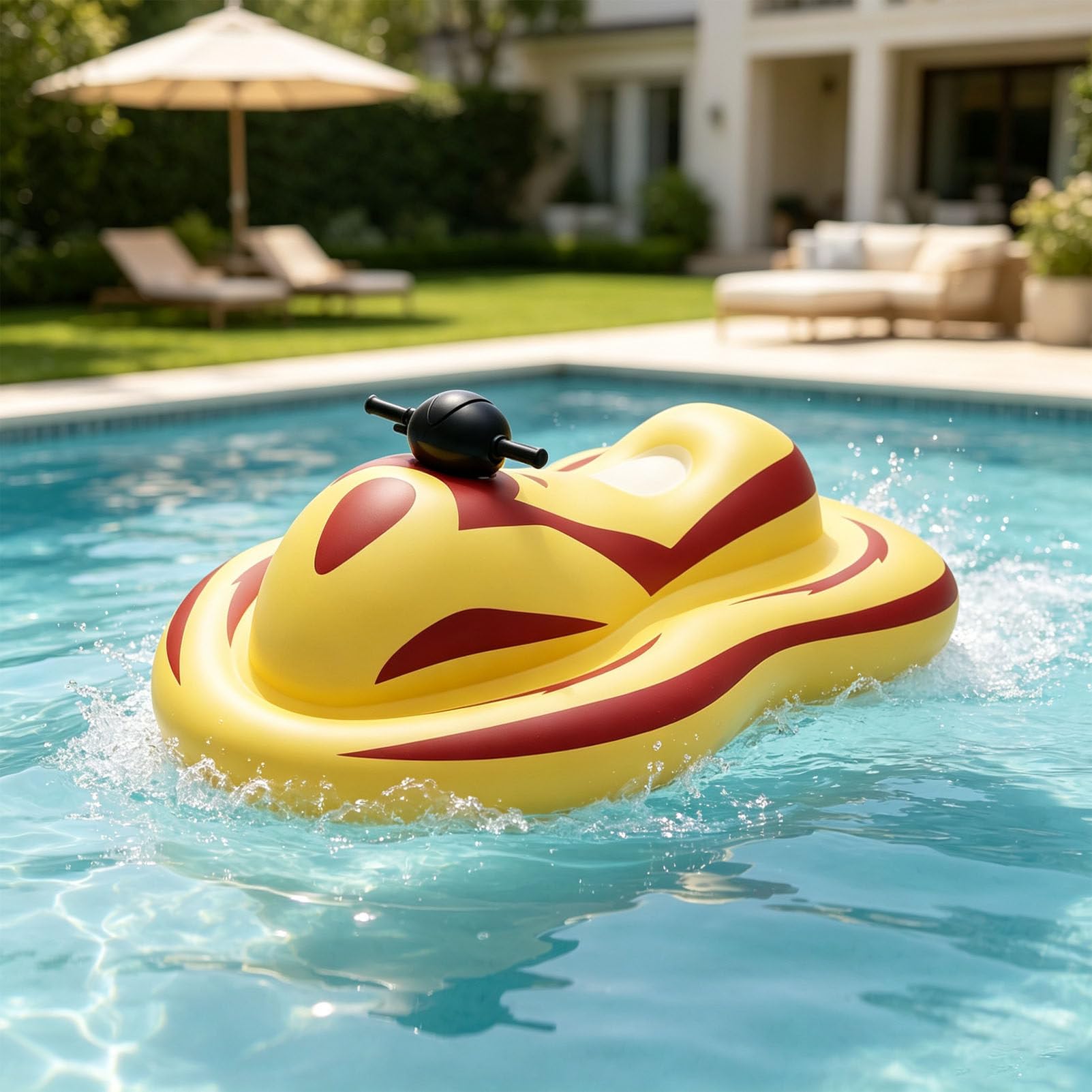 Gommone cavalcabile Elettrico Yellow | Gioco gonfiabile motorizzato per piscina per bambini con batteria da 5200 mAh, design portatile e pieghevole