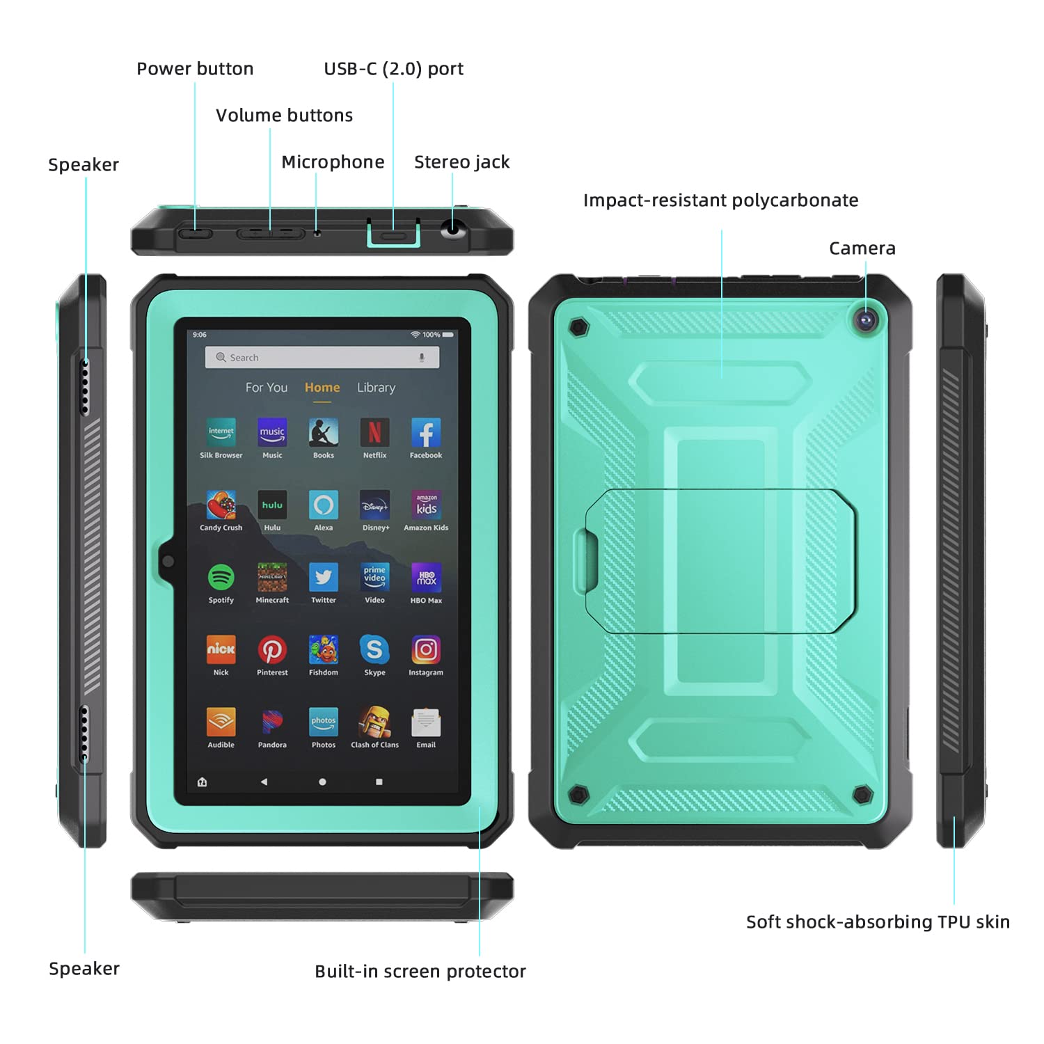 TrendGate Tablet 10 Hülle (2023) – Leicht & Robust Mit Displayschutz – Ständer Für 10,1 Zoll – Lila