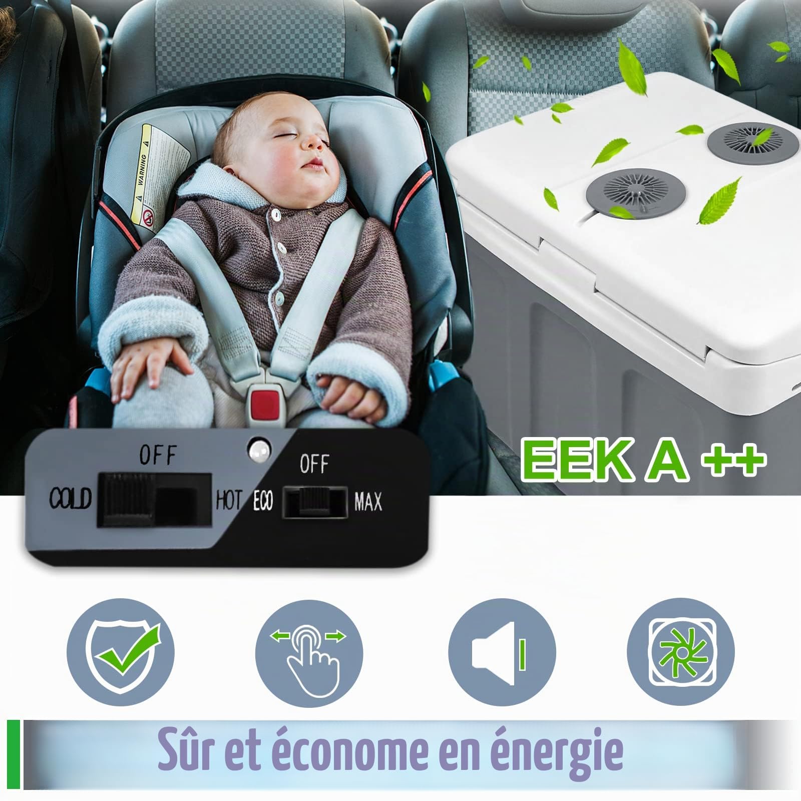 LZQ Réfrigérateur portable de 48 l avec roues, 12 volts et 230 volts avec fonction de refroidissement et de maintien de la chaleur pour voiture, bateau, prise et camping