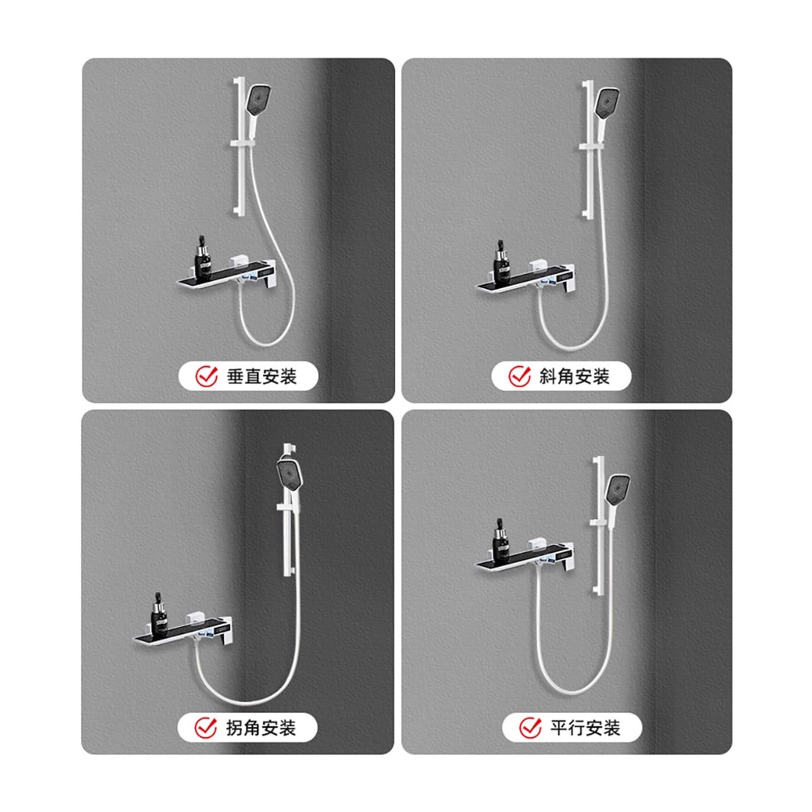 Sistema de ducha de baño con Juego de ducha con pantalla digital for el hogar pequeño, simple dividida en gris plomo sin rociador superior for baño del para la renovación del baño de la casa(Blauw)